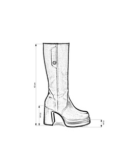 Foto 7 | Bota Alta Moderna En Piel Vacuno Negro Con Tacón Y Plataforma De Mujer