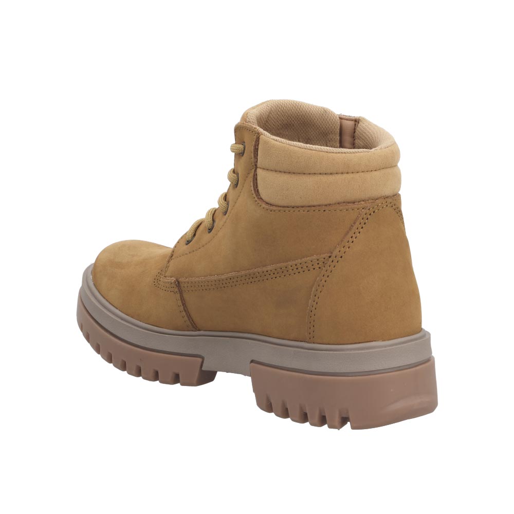 Foto 4 | Bota Caribu 616t Nobuck  Piel Color Paja Botines Para Dama Antiderrapante