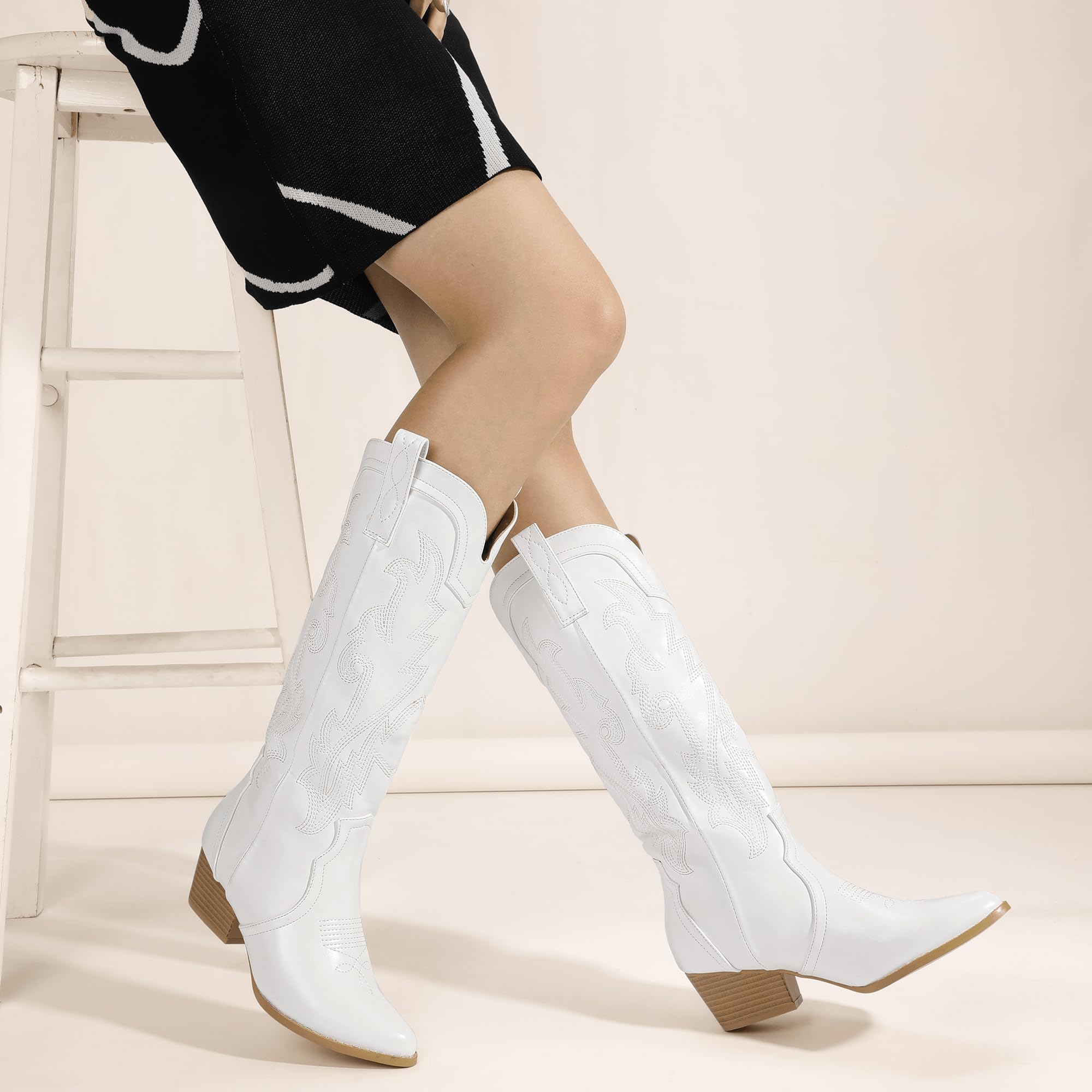 Foto 4 pulgar | Botas Vaqueras Idifu In2 Cowgirl Knee High Western White Women - Venta Internacional.