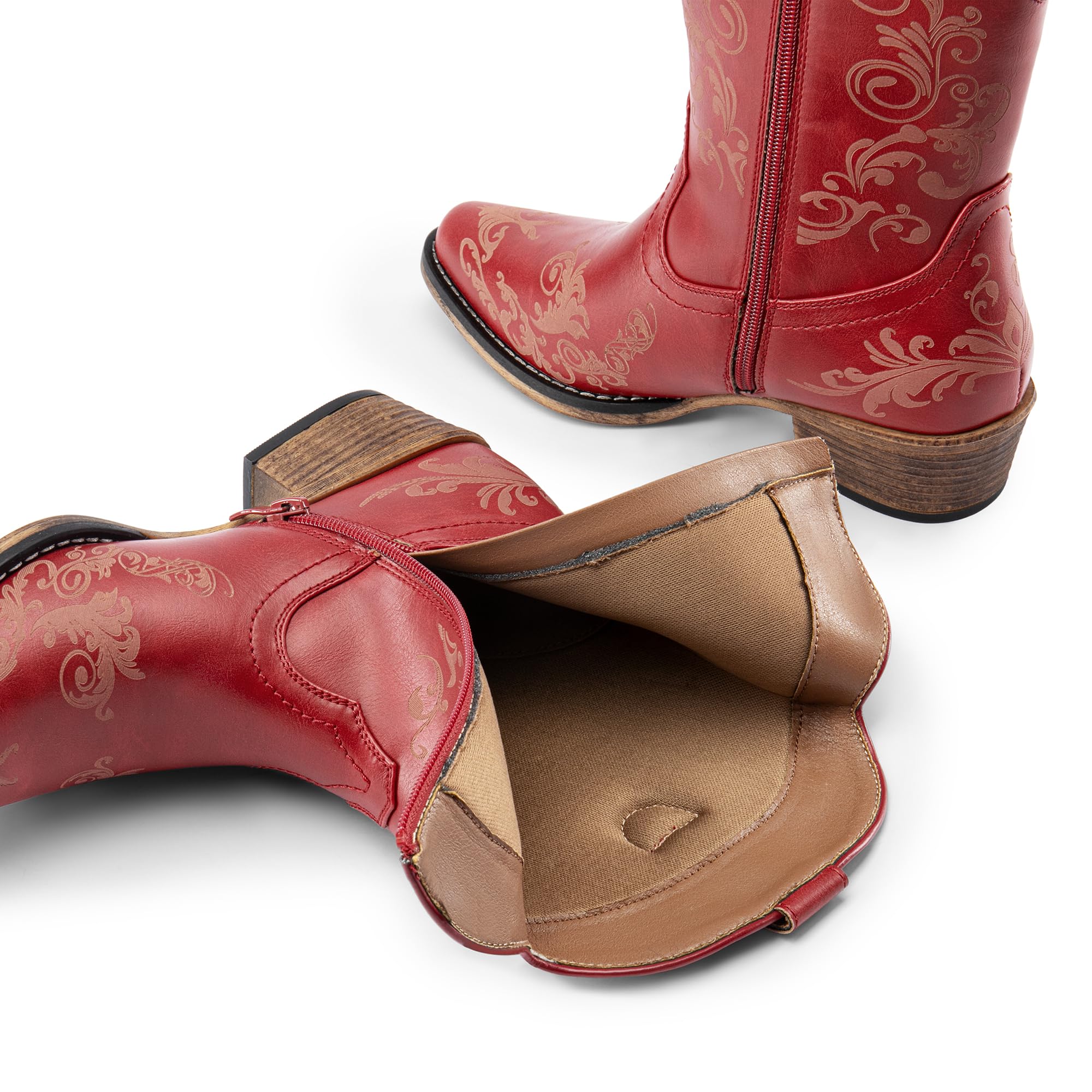 Foto 6 pulgar | Botines Dream Pairs Cowboy Cowgirl Western Para Mujer, Color Rojo 8.5 - Venta Internacional.