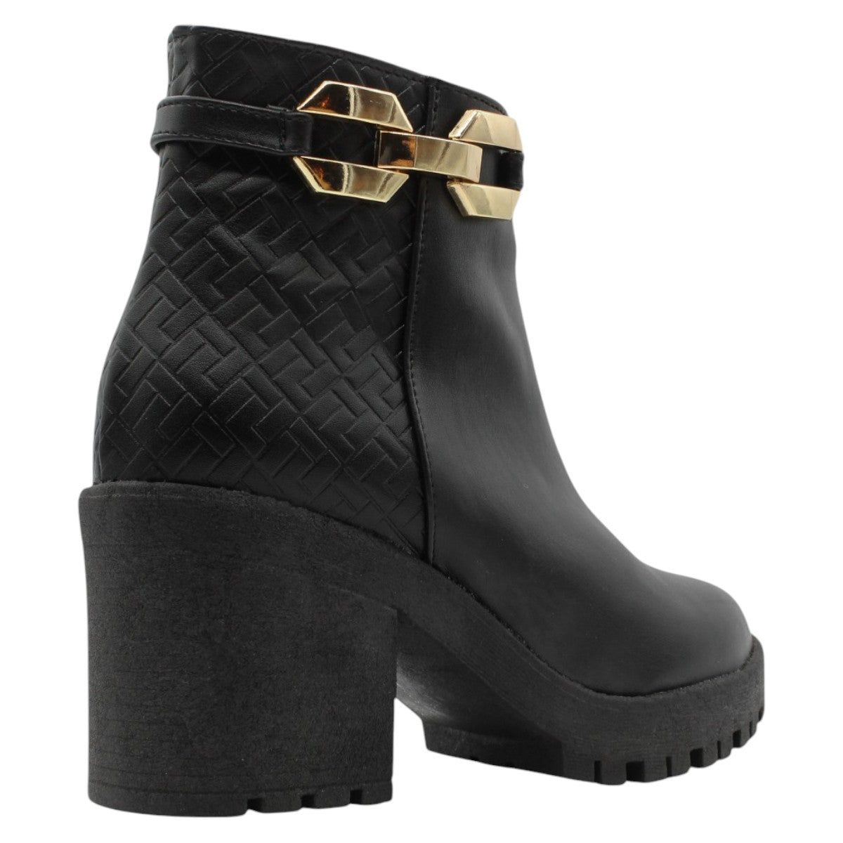 Foto 4 pulgar | Botín con Tacón RBCollection Exterior Piel Vegana Negro para Mujer