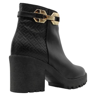 Foto 3 | Botín con Tacón RBCollection Exterior Piel Vegana Negro para Mujer