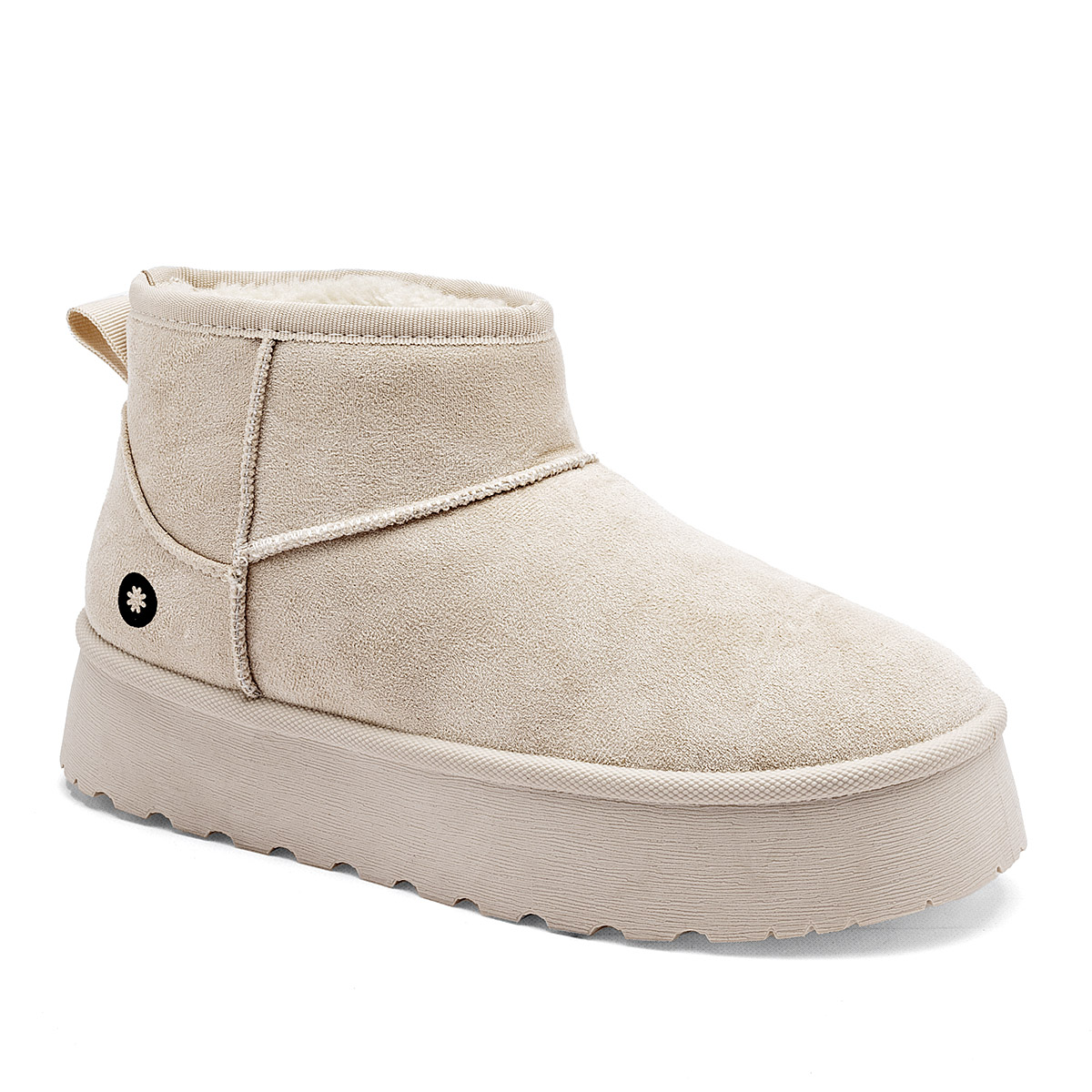 Foto 2 pulgar | Bota con Peluche Moramora Beige para Mujer