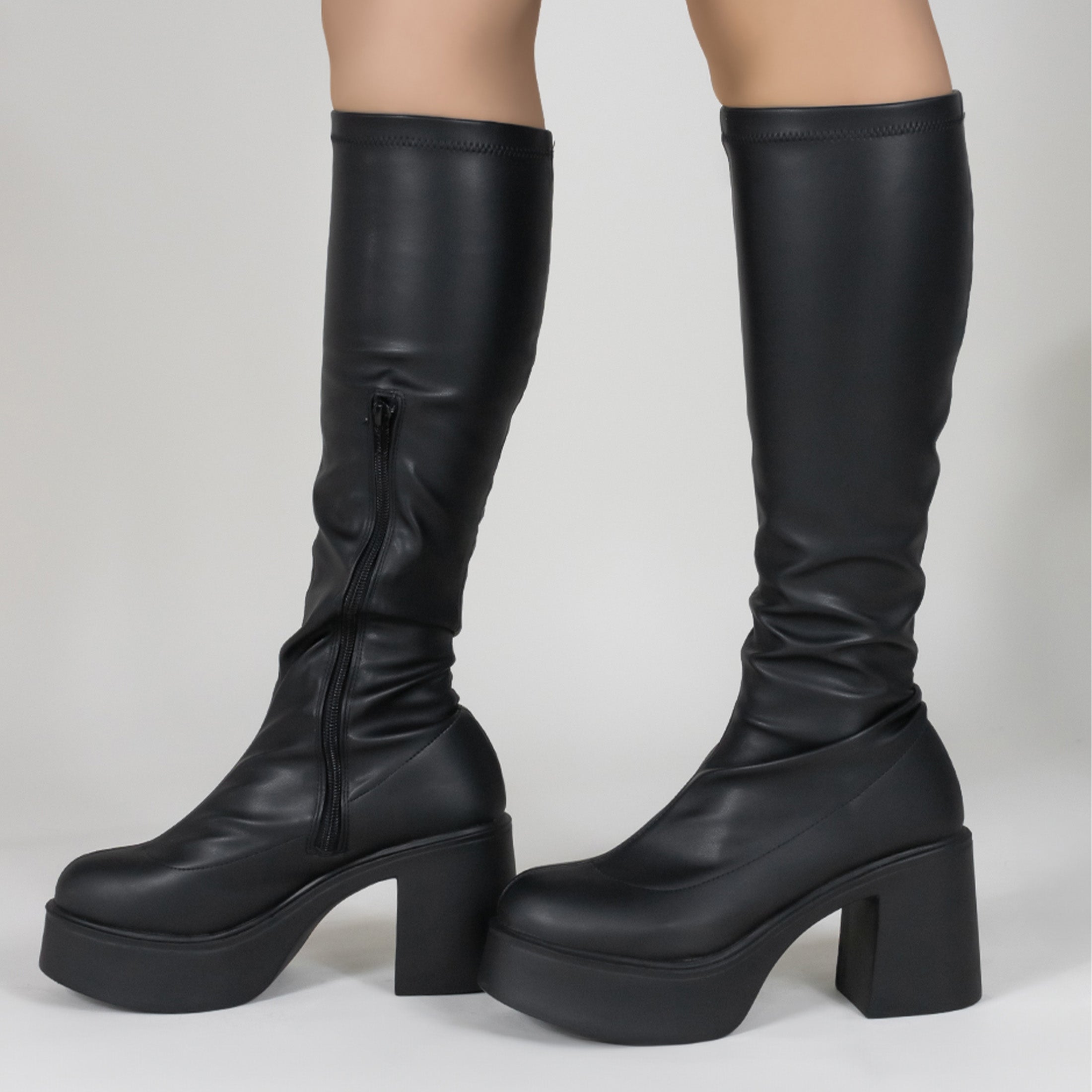 Foto 2 | Botas Altas Rbcollection Exterior Piel Vegana Negro Para Mujer