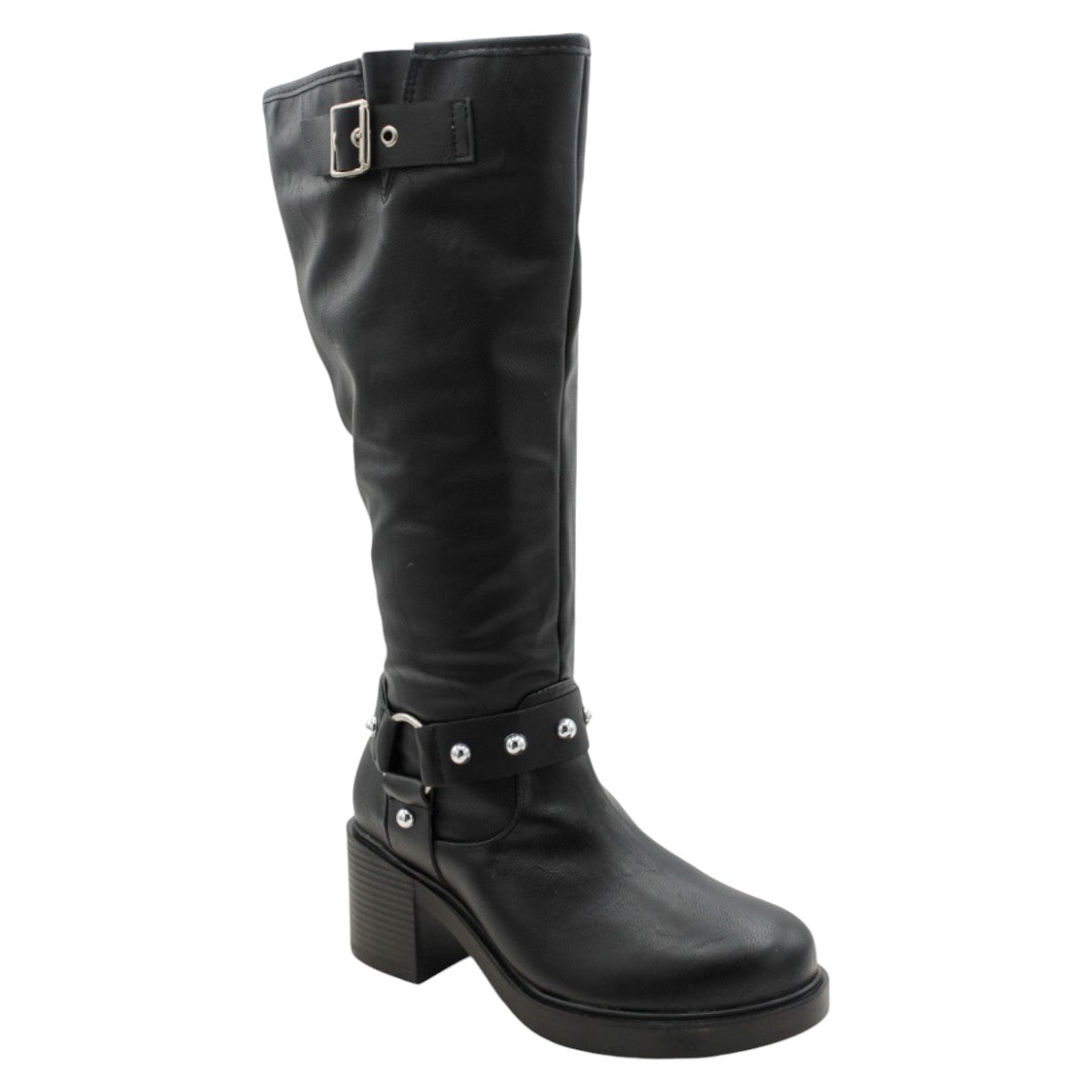 Foto 2 pulgar | Botas Altas Rbcollection Exterior Piel Vegana Negro para Mujer