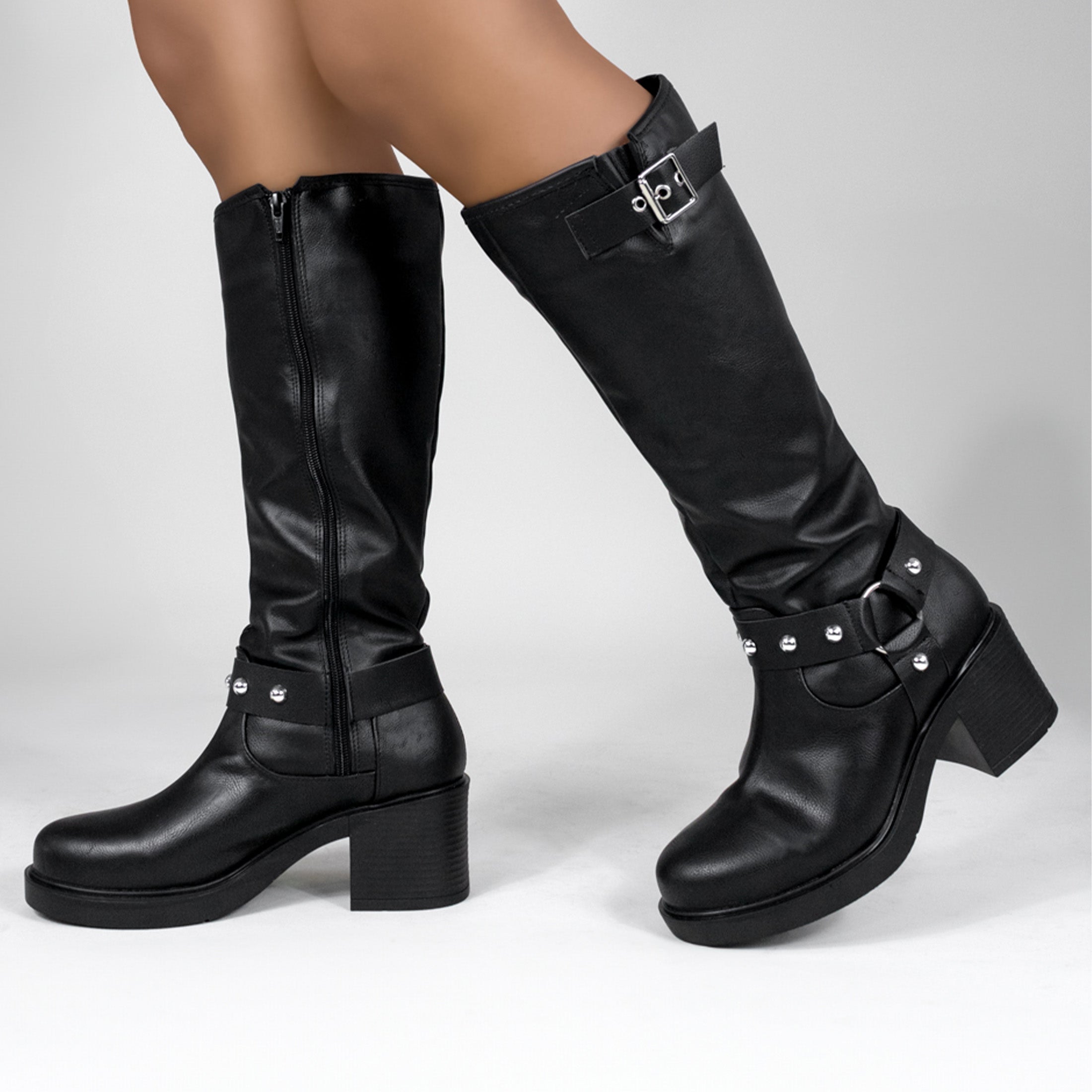 Foto 2 | Botas Altas Rbcollection Exterior Piel Vegana Negro para Mujer