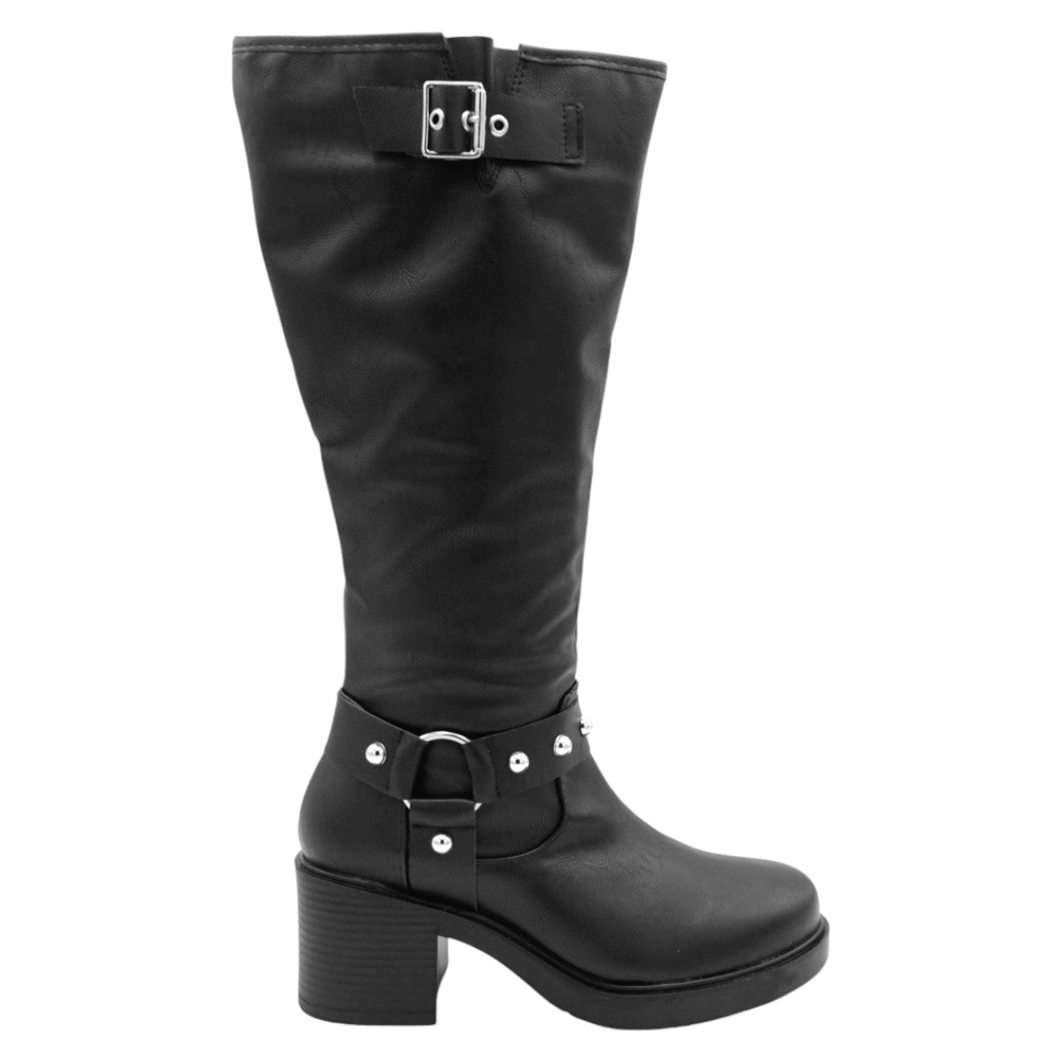 Foto 4 pulgar | Botas Altas Rbcollection Exterior Piel Vegana Negro para Mujer