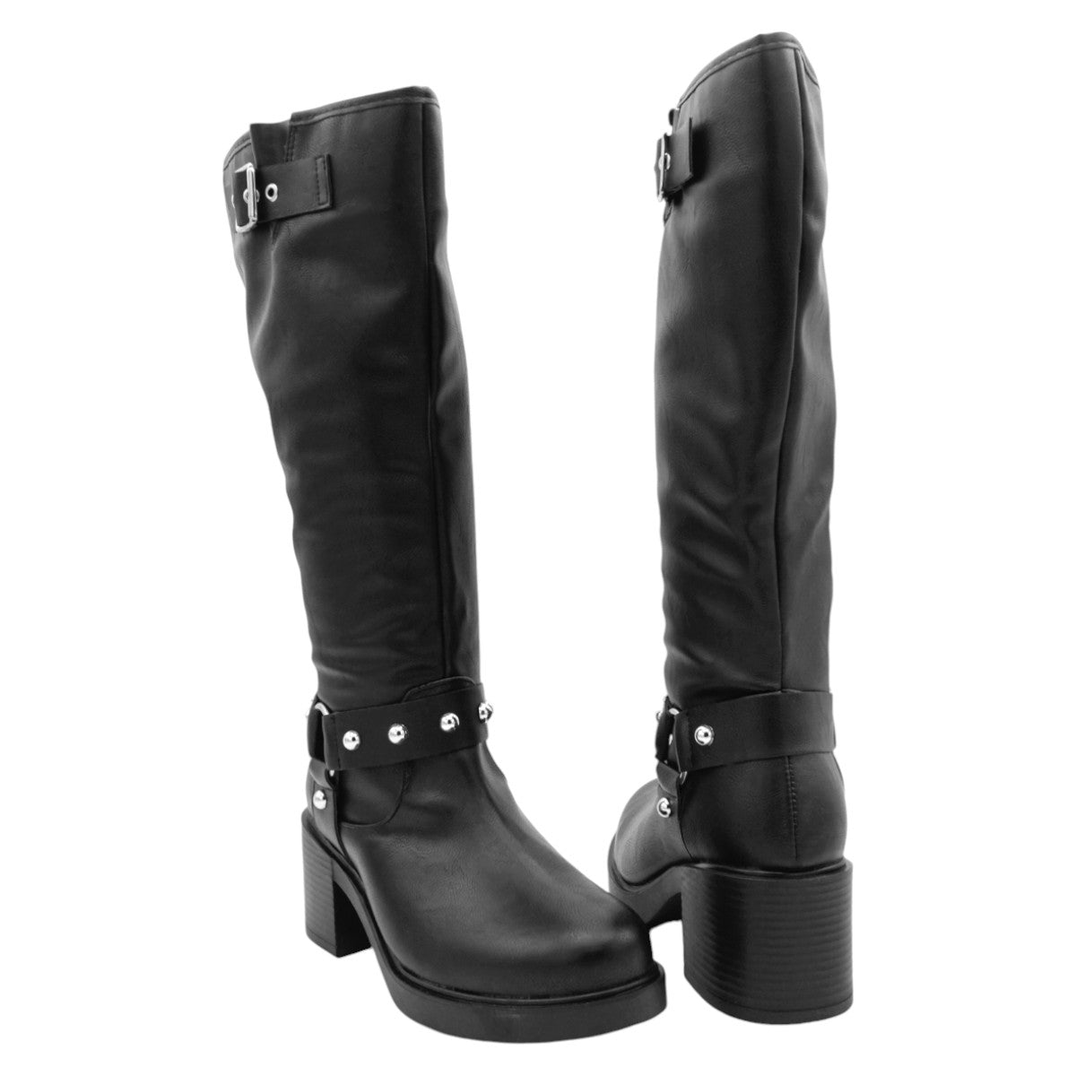 Foto 7 pulgar | Botas Altas Rbcollection Exterior Piel Vegana Negro para Mujer