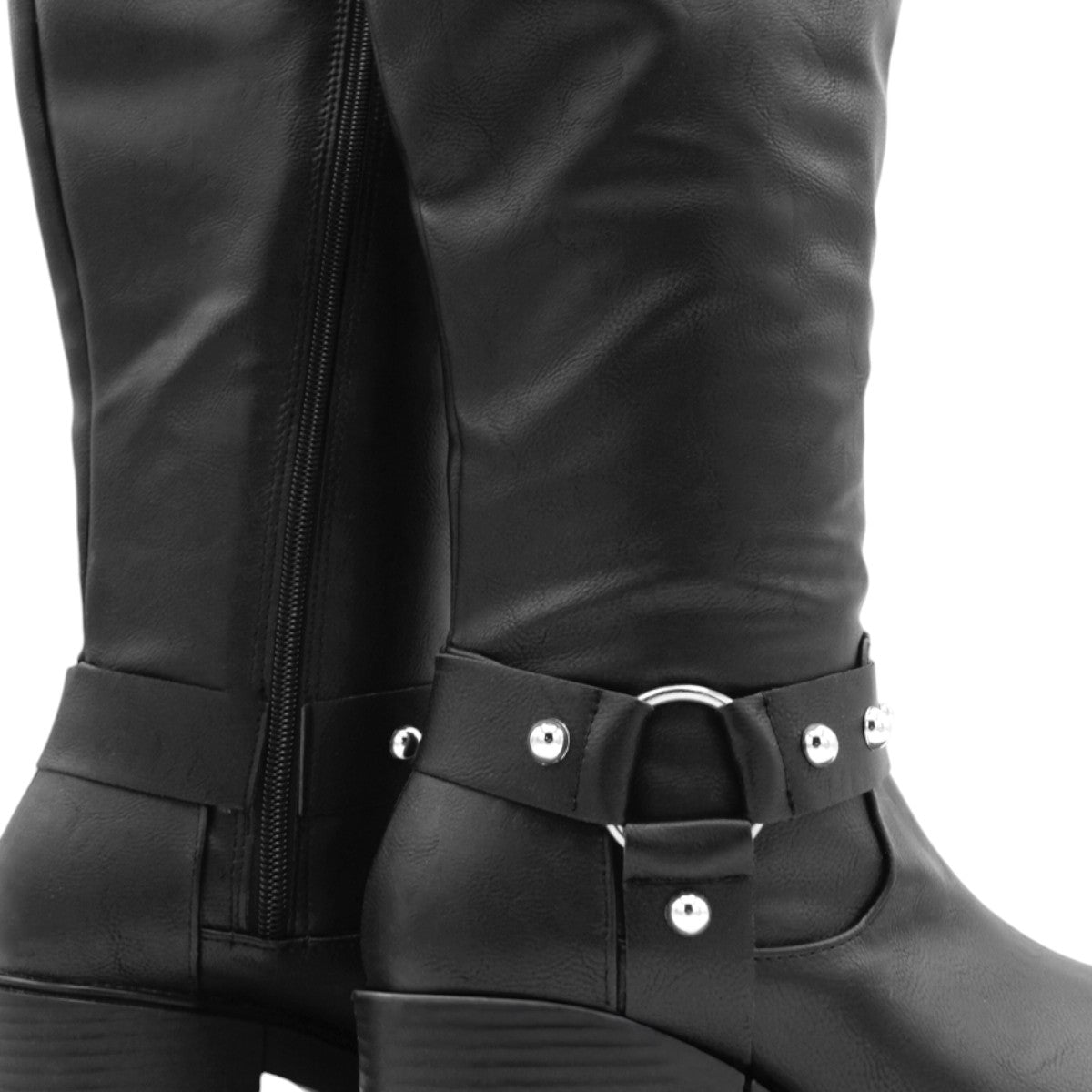 Foto 8 pulgar | Botas Altas Rbcollection Exterior Piel Vegana Negro para Mujer