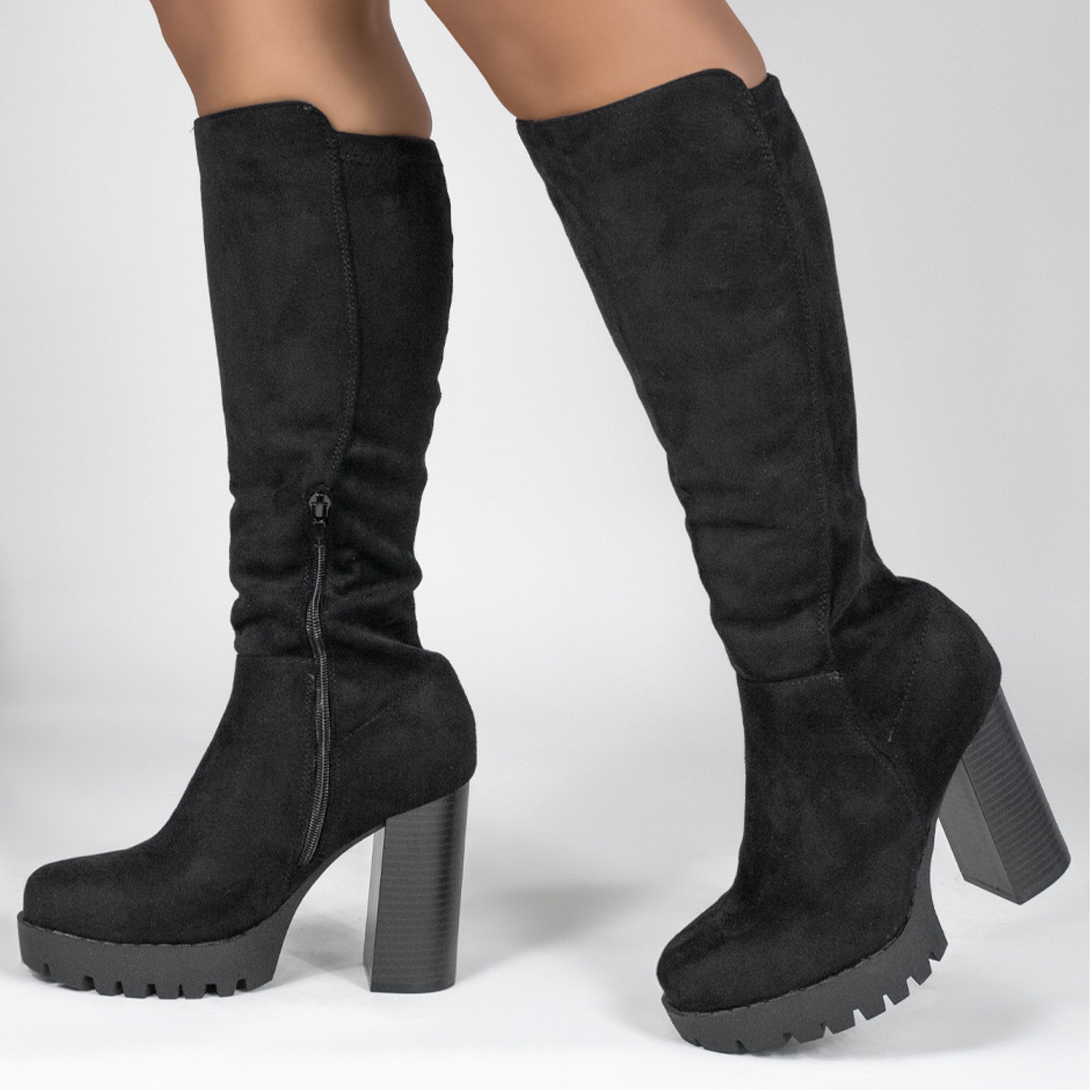 Foto 3 pulgar | Botas Altas Rbcollection Exterior Gamuza Negro para Mujer