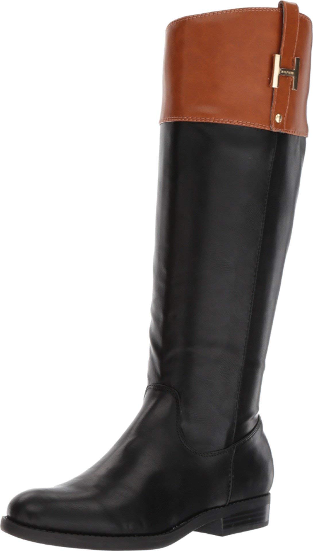 Bota Ecuestre Tommy Hilfiger Shyenne 3 Para Mujer, Color Negro/marrón - Venta Internacional.