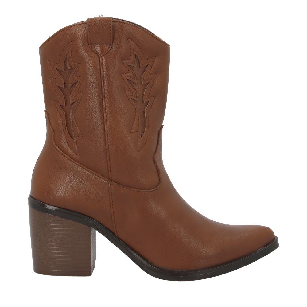 Bota Vaqueras Suzy Love Mujer Comodas Tacon Alto Cafe