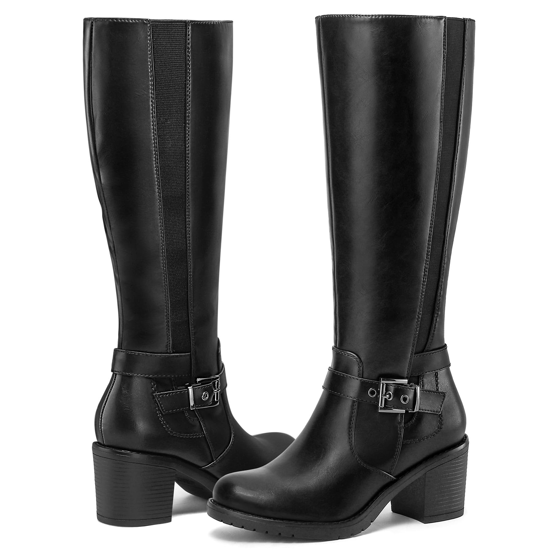 Foto 4 pulgar | Botas Mysoft Hasta La Rodilla Para Mujer, Tacones Gruesos, Negras - Venta Internacional.