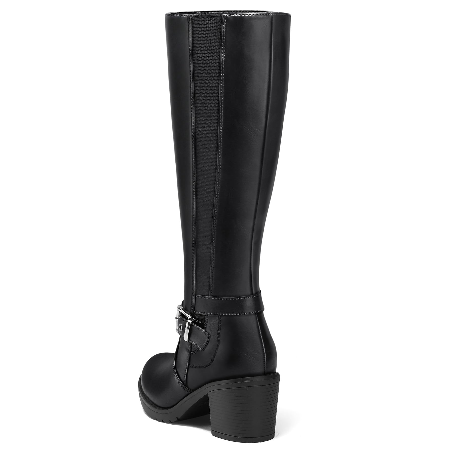 Foto 7 pulgar | Botas Mysoft Hasta La Rodilla Para Mujer, Tacones Gruesos, Negras - Venta Internacional.