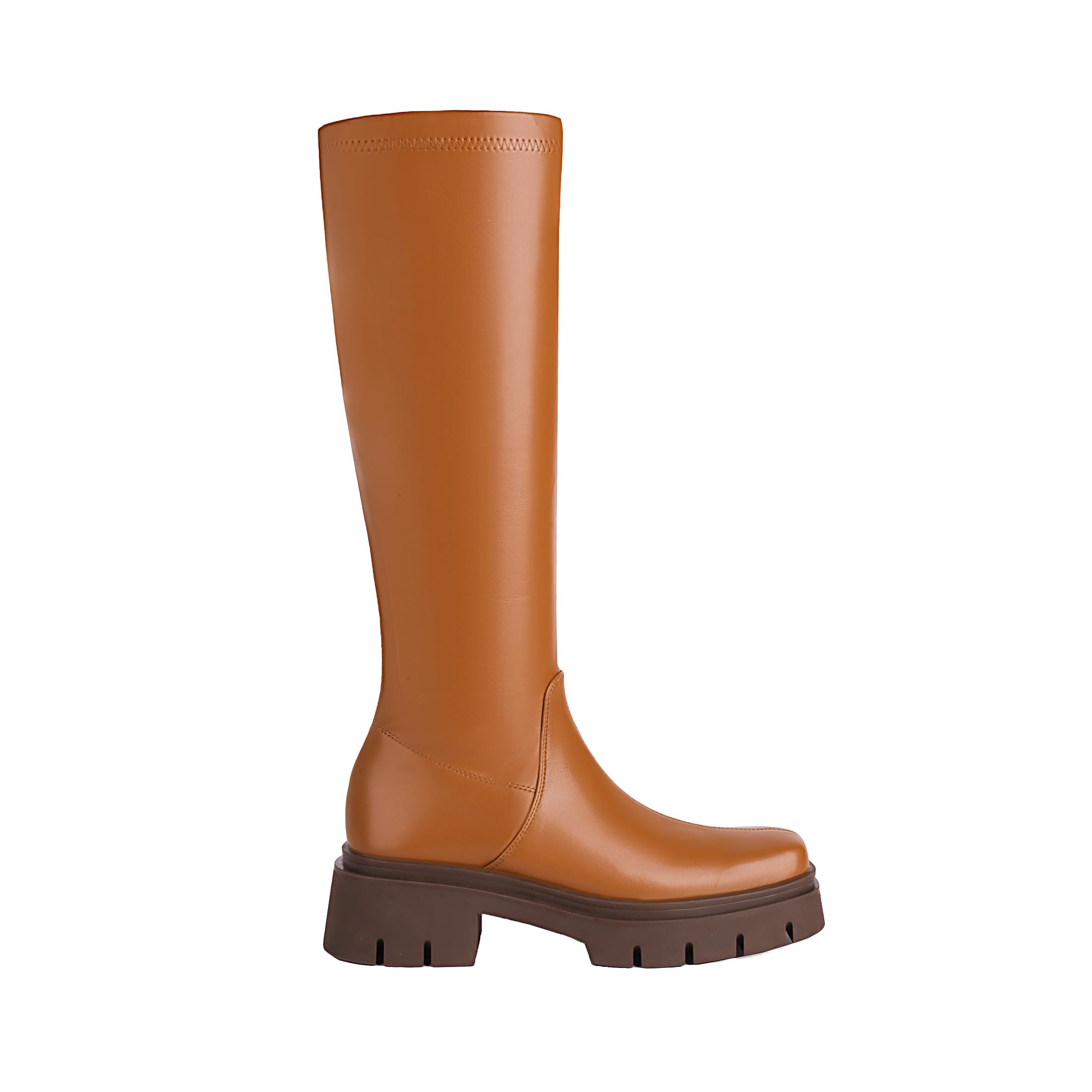 Foto 5 pulgar | Botas Vivianly Con Tacón Grueso Hasta La Rodilla Para Mujer, Color Marrón, Talla 6 - Venta Internacional.