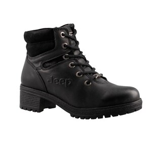 Foto 2 | Botas Jeep 19051 Negro Botín En Piel Para Dama Casuales Mujer Talla 22 A 27 M