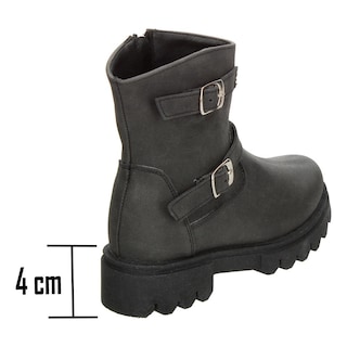 Foto 3 | Bota Mujer Jr. Jakuna Negro Doble Hebilla Zipper Para Dama Negro