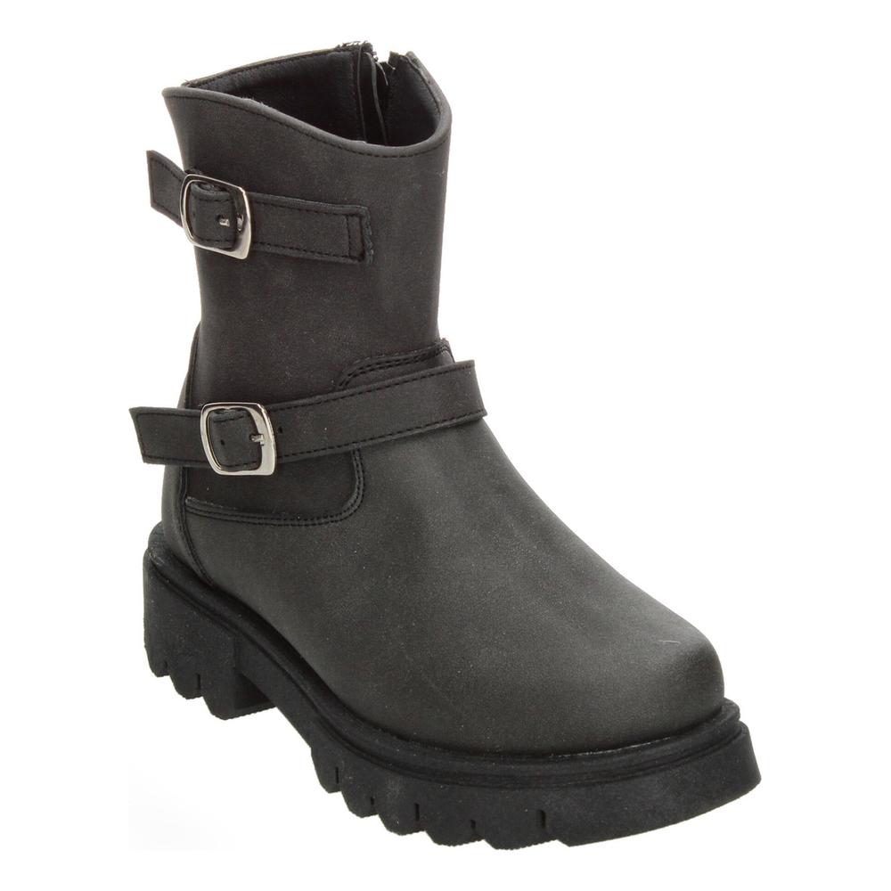 Foto 4 | Bota Mujer Jr. Jakuna Negro Doble Hebilla Zipper Para Dama Negro