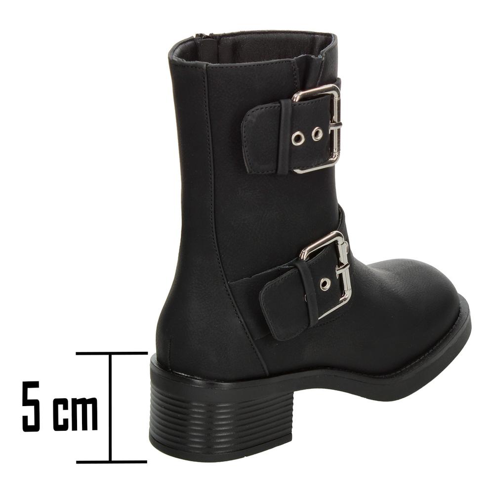 Foto 4 pulgar | Botines Mujer Berlin Negro Doble Hebilla Tacón 5 Cm Negro