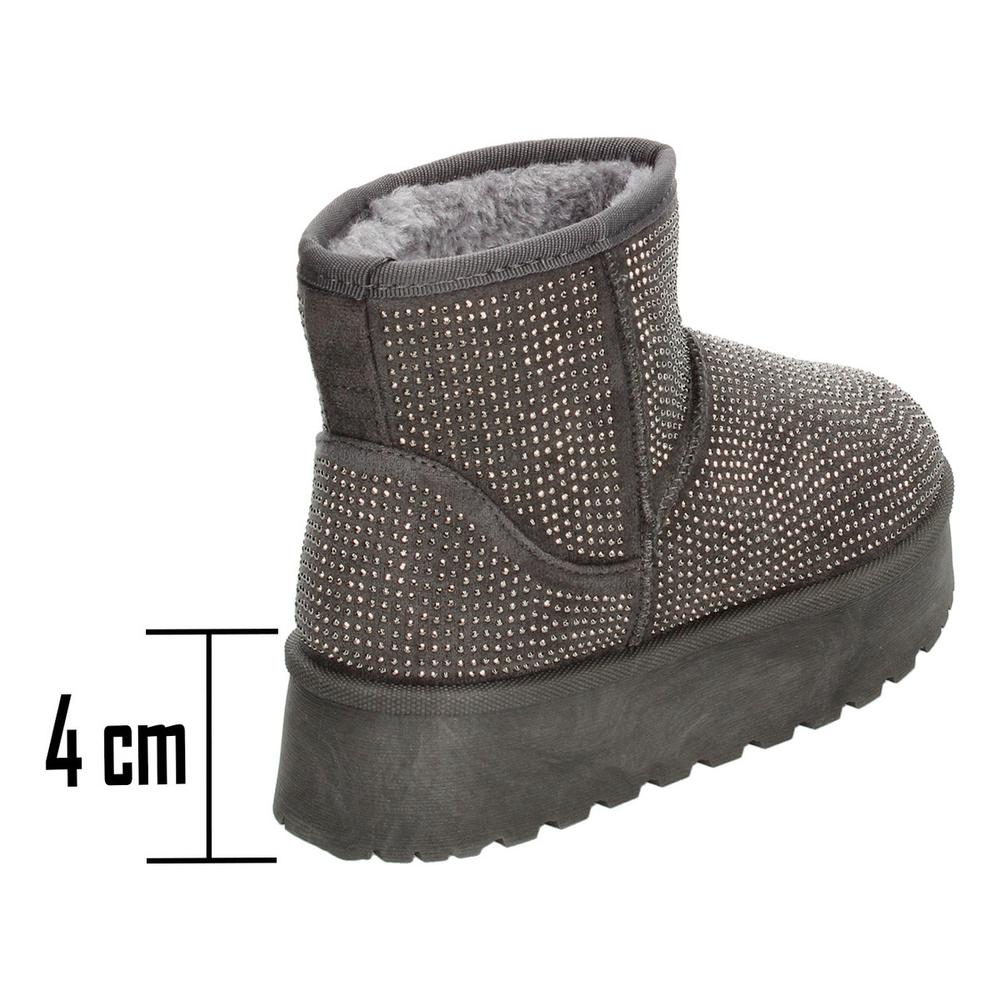 Foto 4 pulgar | Botin Mujer Berlin Gris Australiana Invierno Plataforma 4 Cm Gris