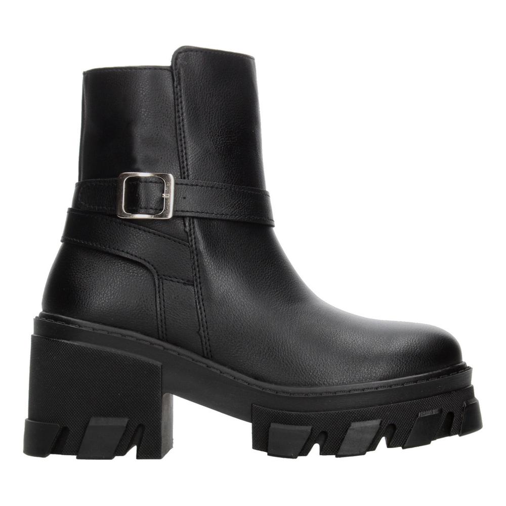 Botín Mujer Berlín Negro Tacón 7.5 Cm Hebilla Dama Negro