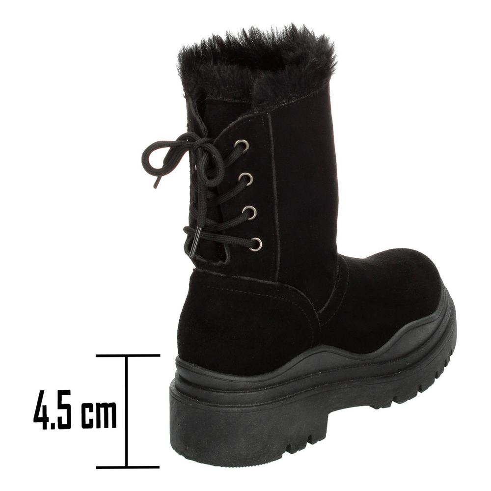 Foto 3 | Botines Mujer Berlin Negro Platafroma 4.5 Cm Invierno Negro