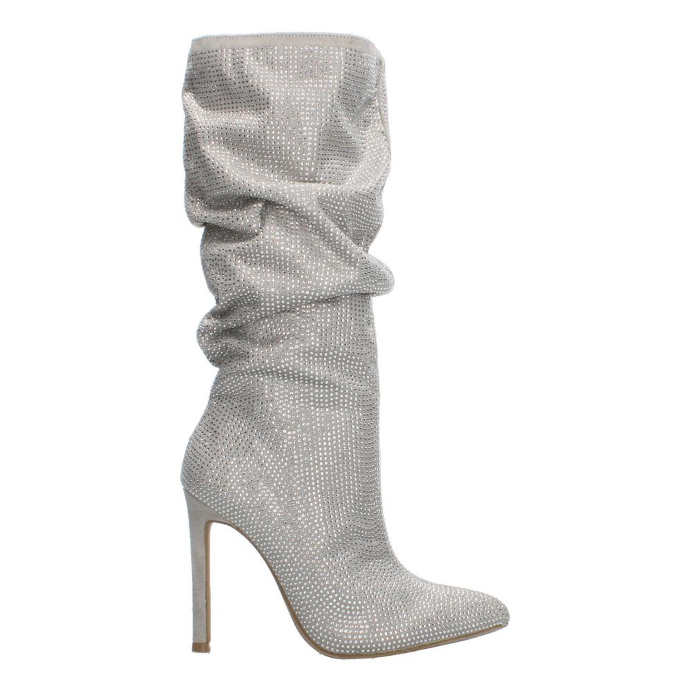 Foto 2 pulgar | Botas Mujer Berlin Plateado Caña Alta Tubo Tacón 11 Cm Plateado