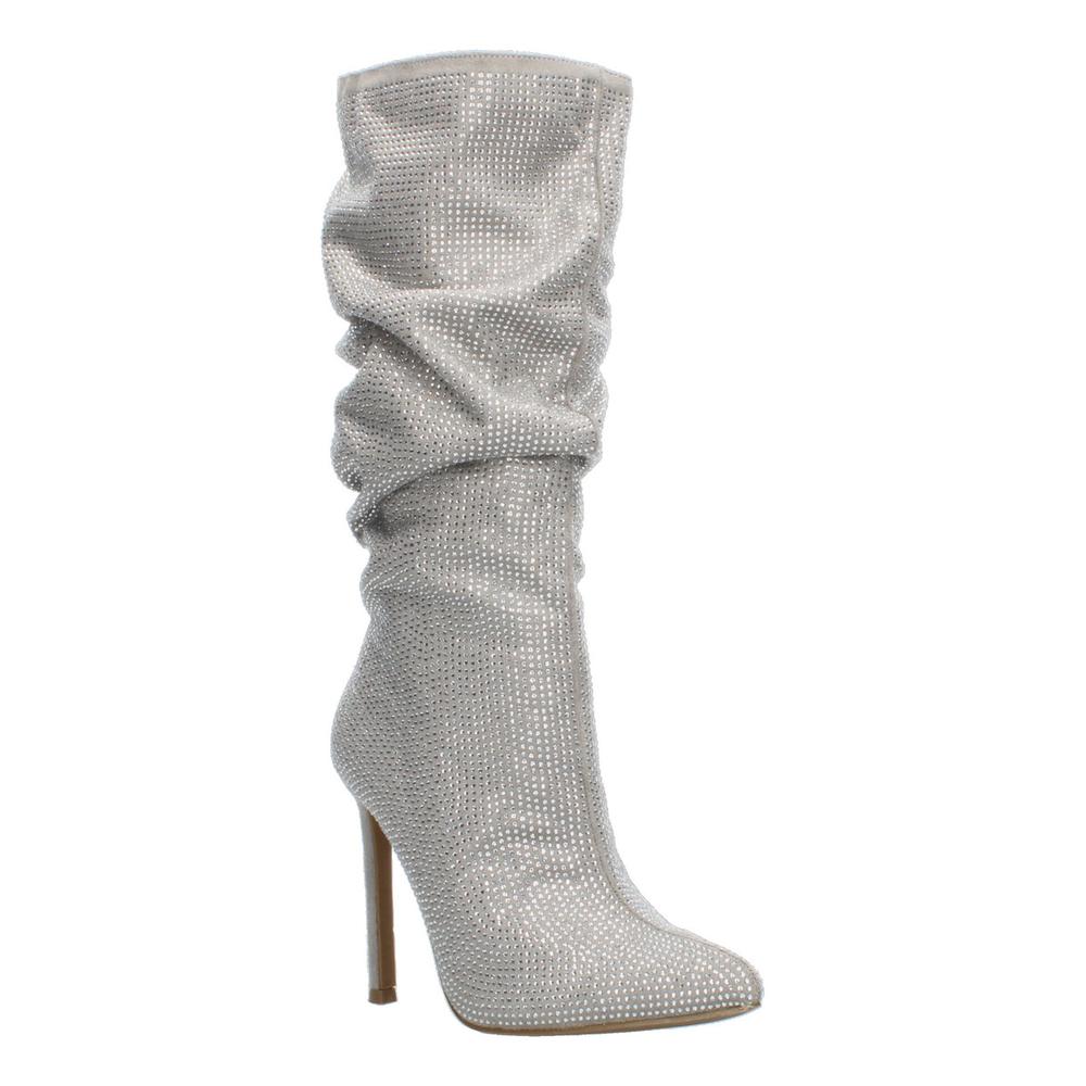 Foto 3 pulgar | Botas Mujer Berlin Plateado Caña Alta Tubo Tacón 11 Cm Plateado