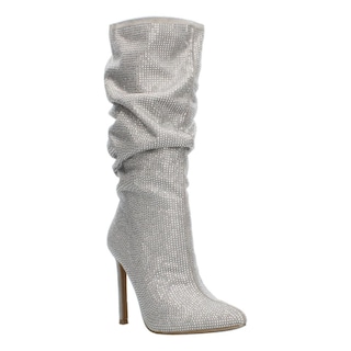 Foto 2 | Botas Mujer Berlin Plateado Caña Alta Tubo Tacón 11 Cm Plateado