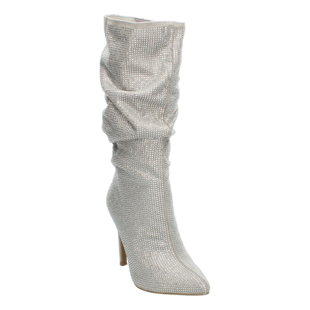 Foto 5 pulgar | Botas Mujer Berlin Plateado Caña Alta Tubo Tacón 11 Cm Plateado
