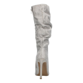 Foto 7 | Botas Mujer Berlin Plateado Caña Alta Tubo Tacón 11 Cm Plateado