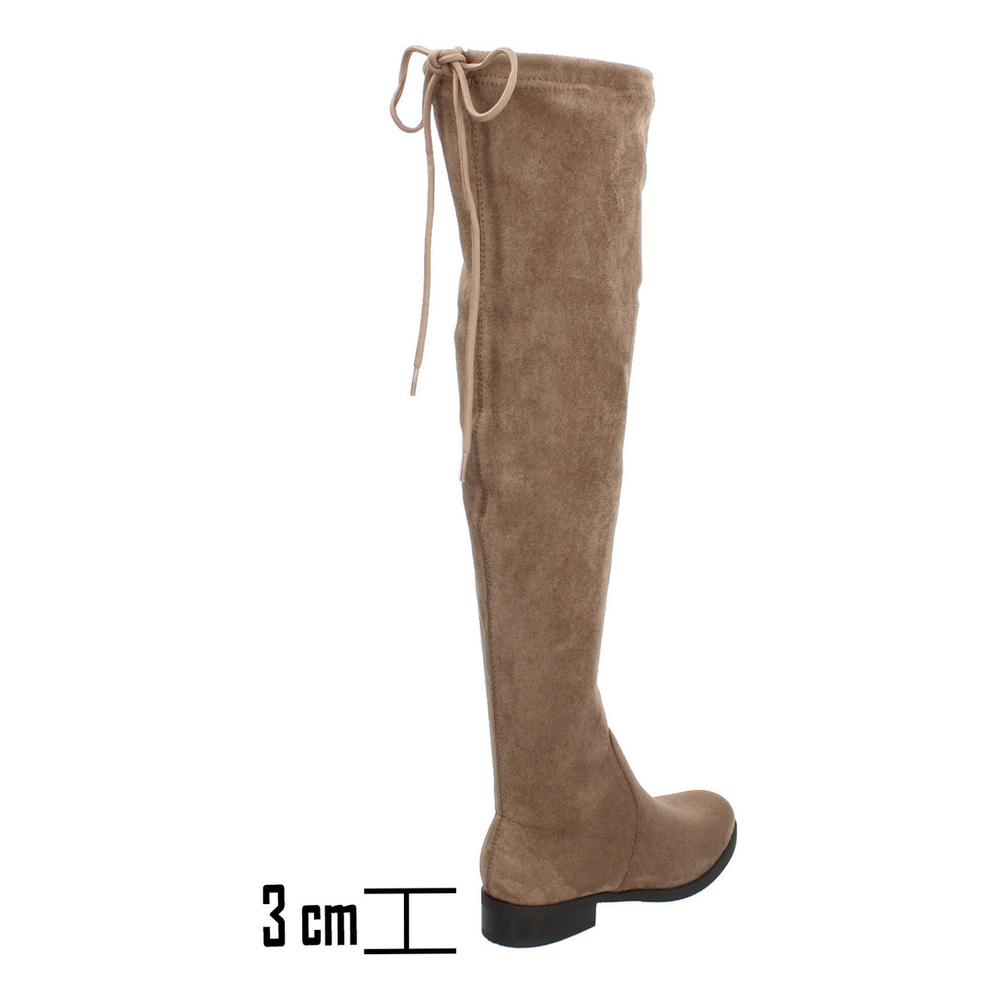Foto 4 pulgar | Bota Mujer Berlin Cafe Tacón Bajo Casual Alta Ajustable Cafe