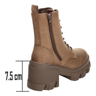 Foto 3 | Botín Mujer Berlín Café Tacón 7.5 Cm Cintas Zipper Dama Cafe