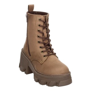 Foto 4 | Botín Mujer Berlín Café Tacón 7.5 Cm Cintas Zipper Dama Cafe