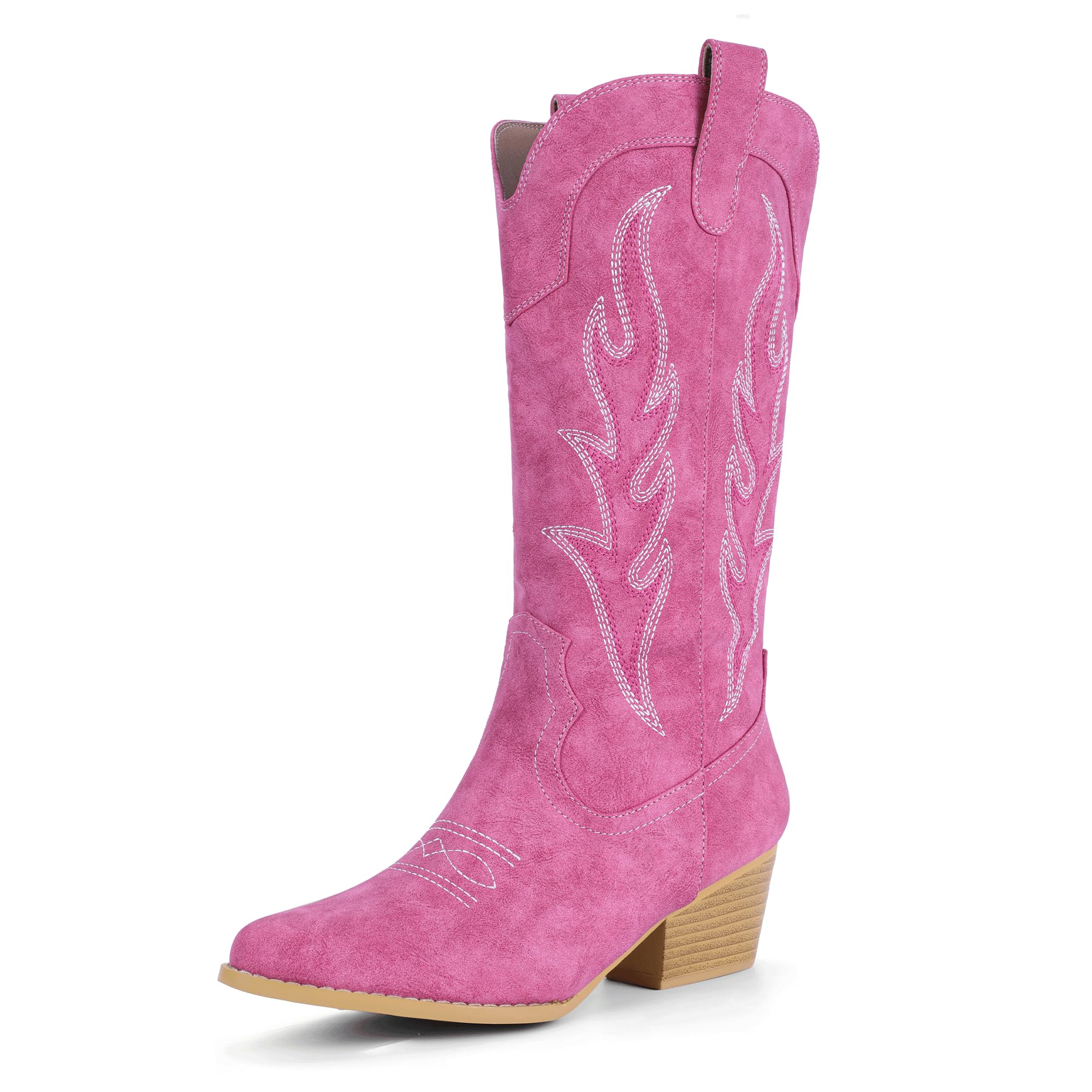Foto 1 | Botas Vaqueras Idifu De Color Rosa Intenso Para Mujer, Talla 8.5 - Venta Internacional.