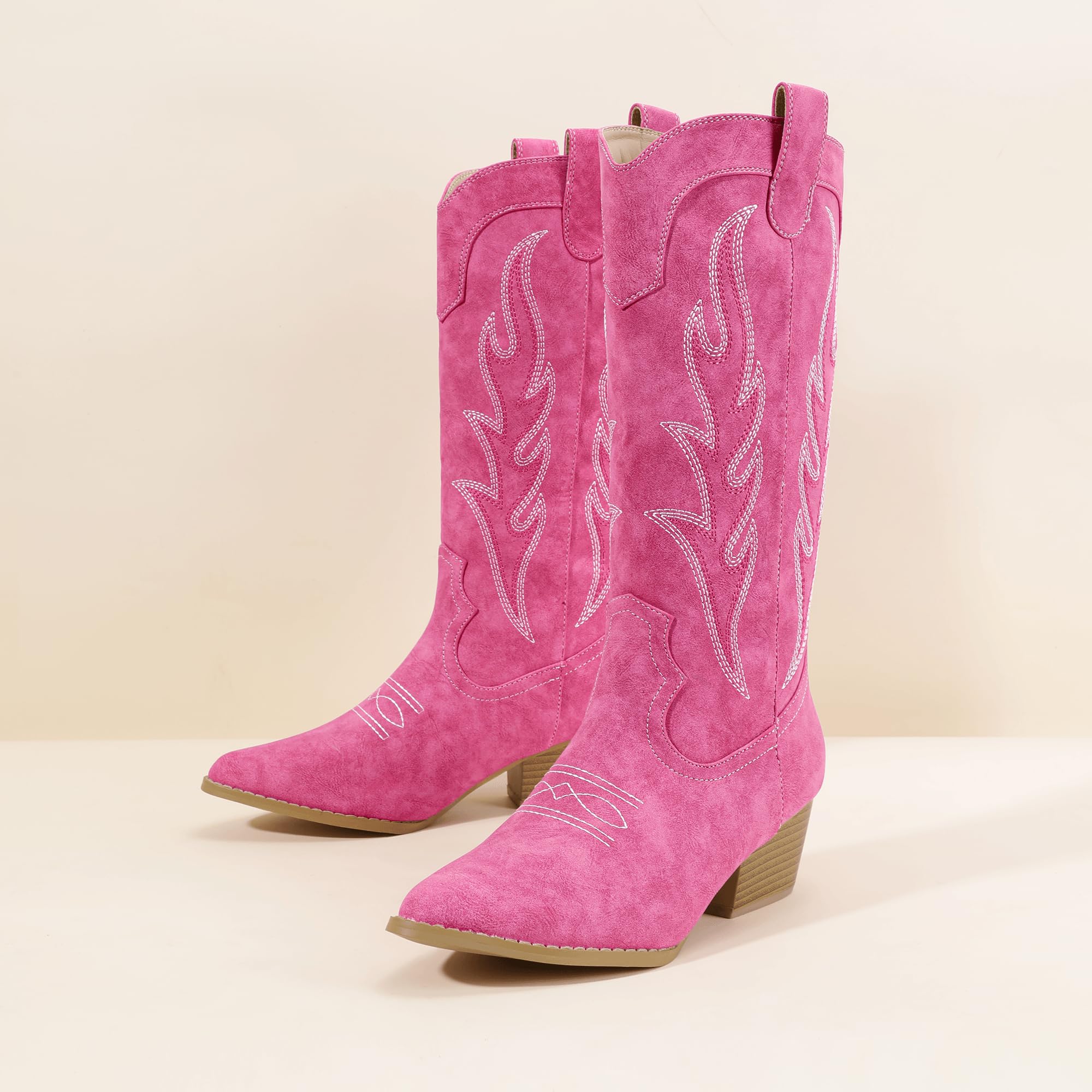 Foto 4 | Botas Vaqueras Idifu De Color Rosa Intenso Para Mujer, Talla 8.5 - Venta Internacional.