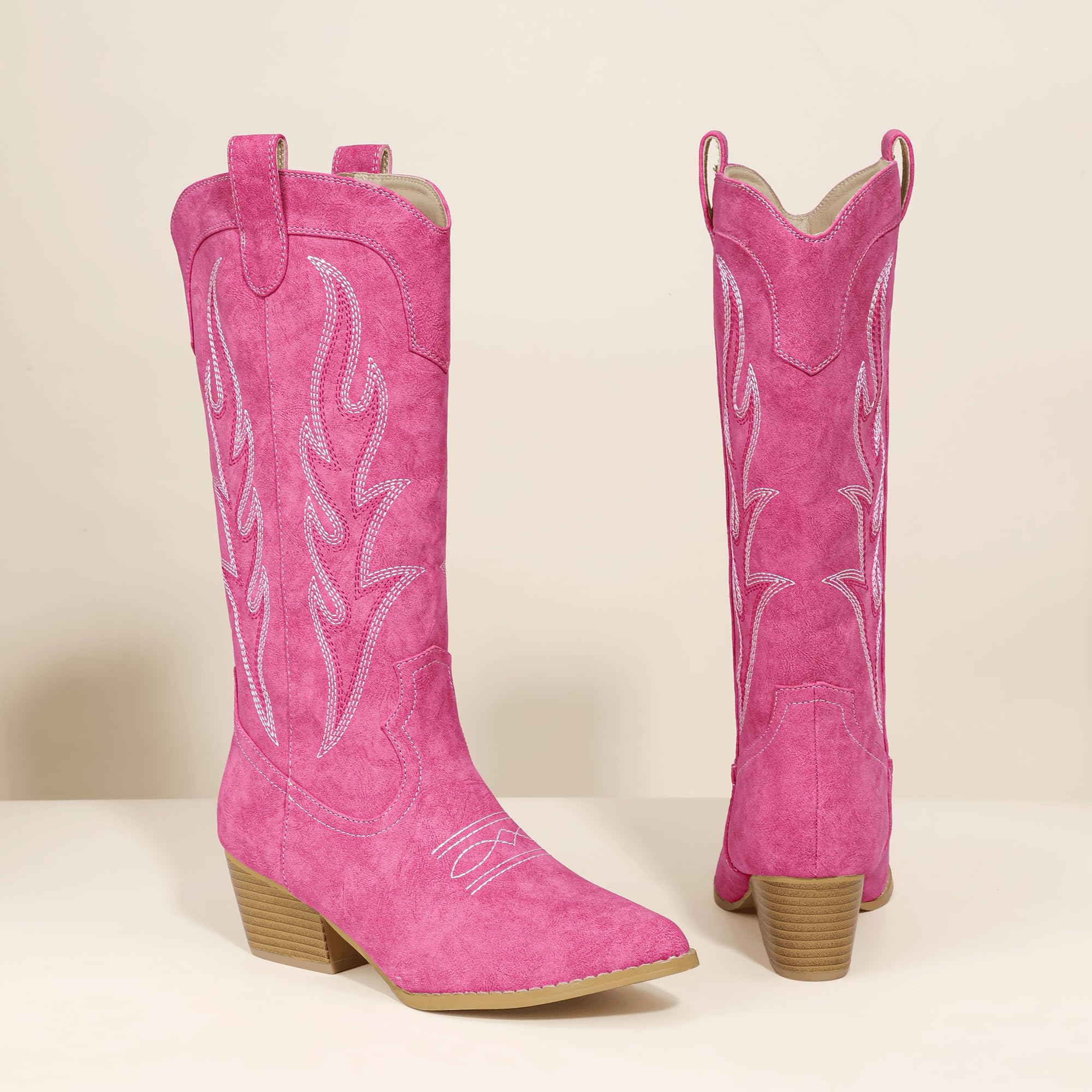 Foto 6 pulgar | Botas Vaqueras Idifu De Color Rosa Intenso Para Mujer, Talla 8.5 - Venta Internacional.