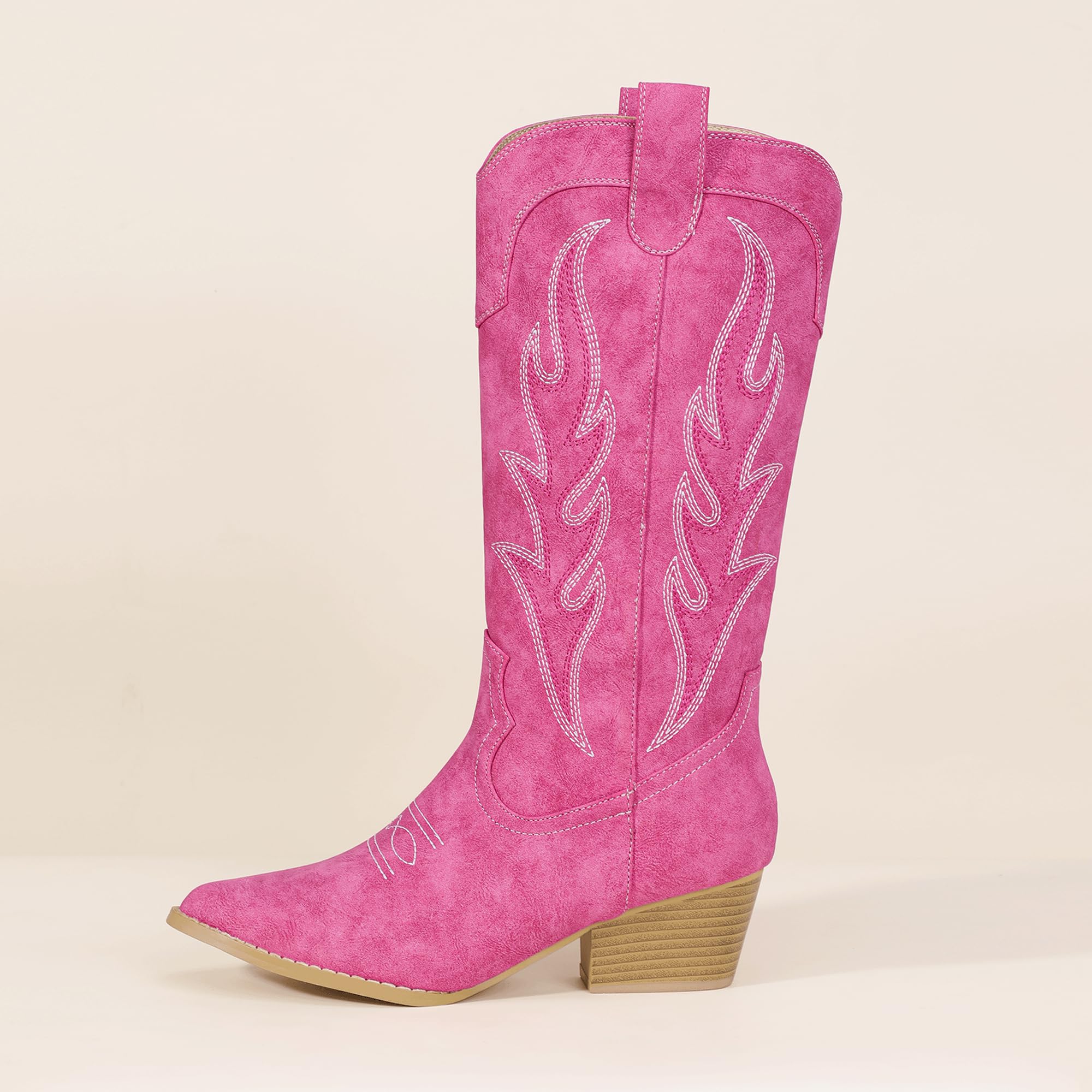 Foto 7 pulgar | Botas Vaqueras Idifu De Color Rosa Intenso Para Mujer, Talla 8.5 - Venta Internacional.