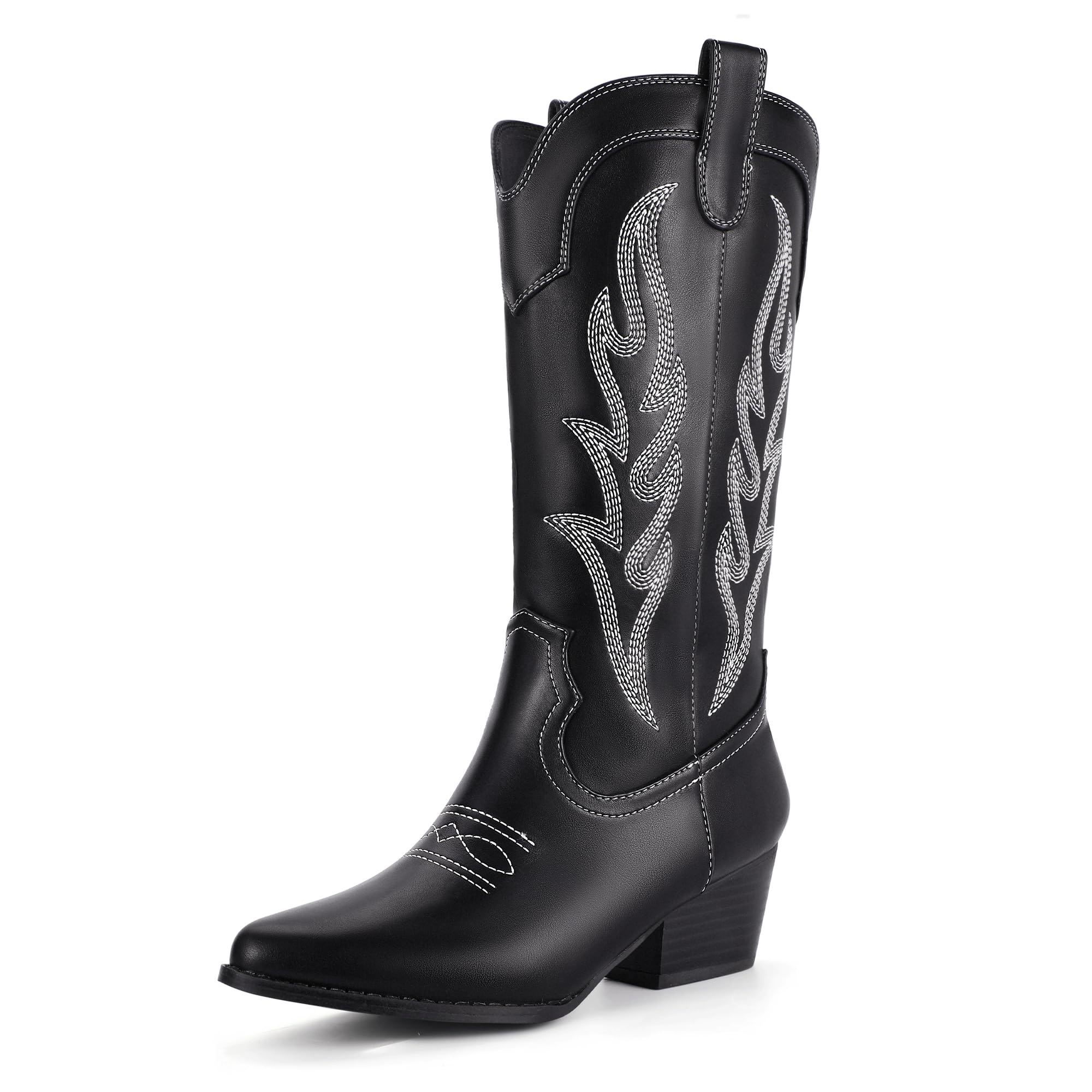 Foto 2 pulgar | Botas Cowgirl Idifu, Color Negro, Vaquero A Media Pantorrilla, Tacón Bajo, Mujer - Venta Internacional.