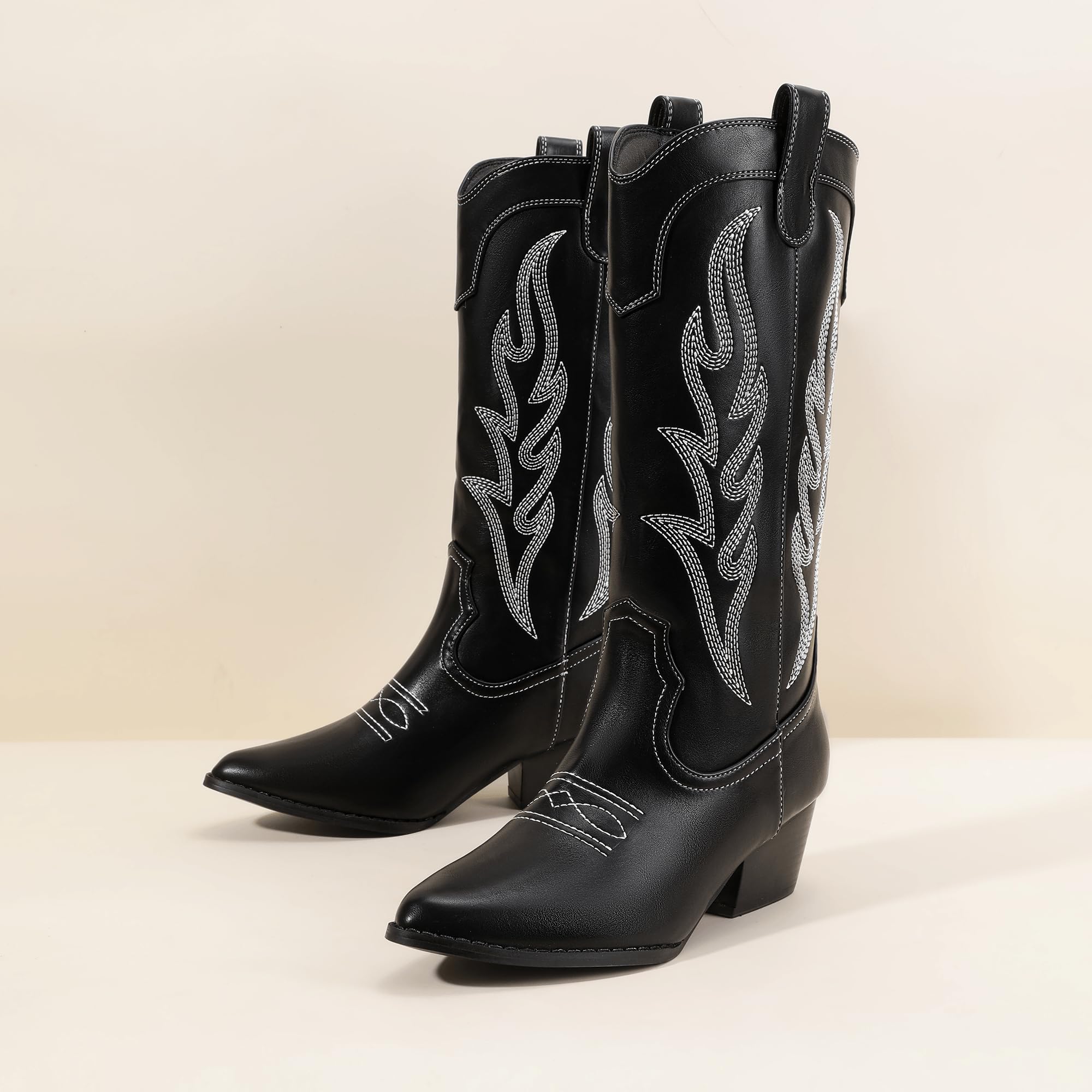 Foto 5 pulgar | Botas Cowgirl Idifu, Color Negro, Vaquero A Media Pantorrilla, Tacón Bajo, Mujer - Venta Internacional.