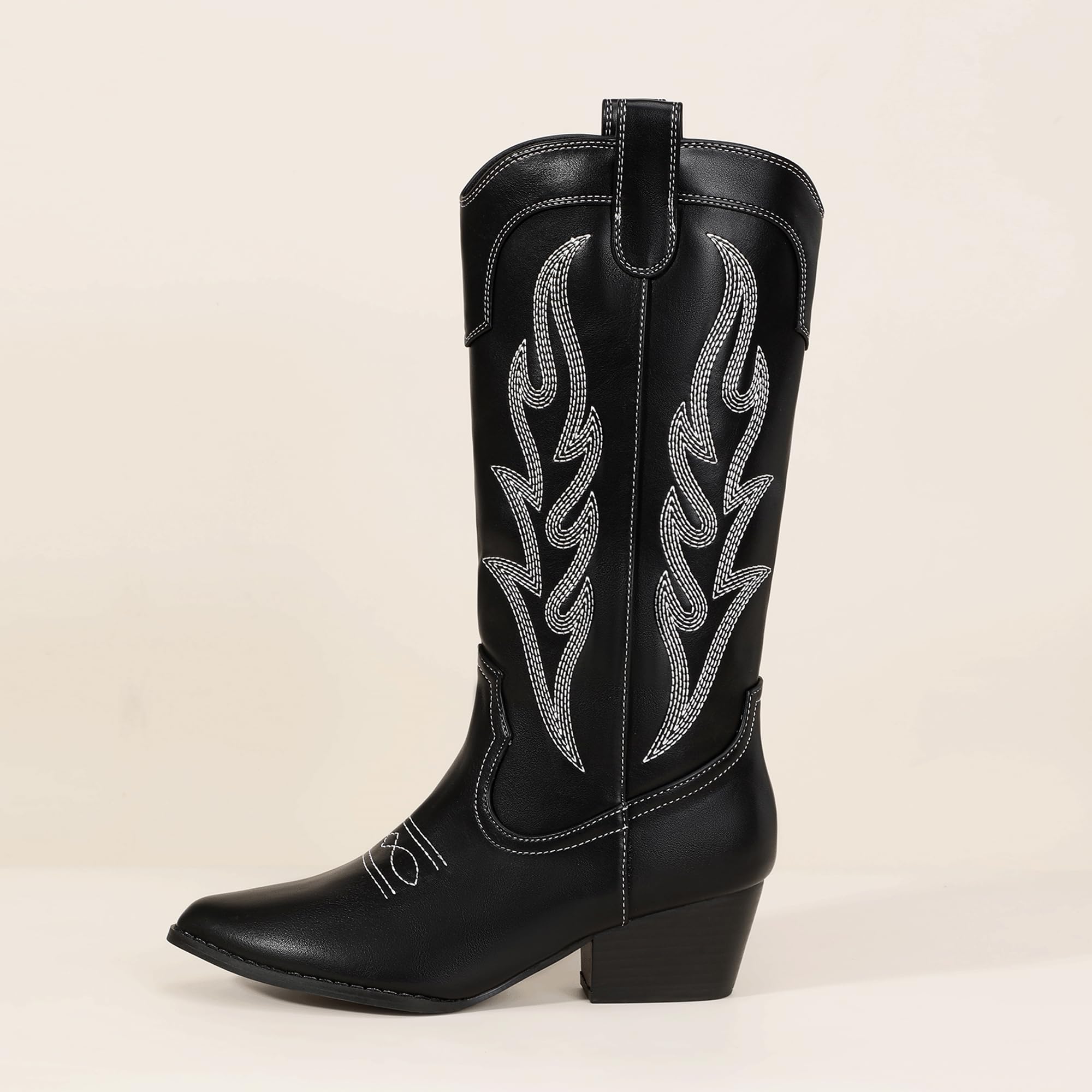 Foto 7 pulgar | Botas Cowgirl Idifu, Color Negro, Vaquero A Media Pantorrilla, Tacón Bajo, Mujer - Venta Internacional.