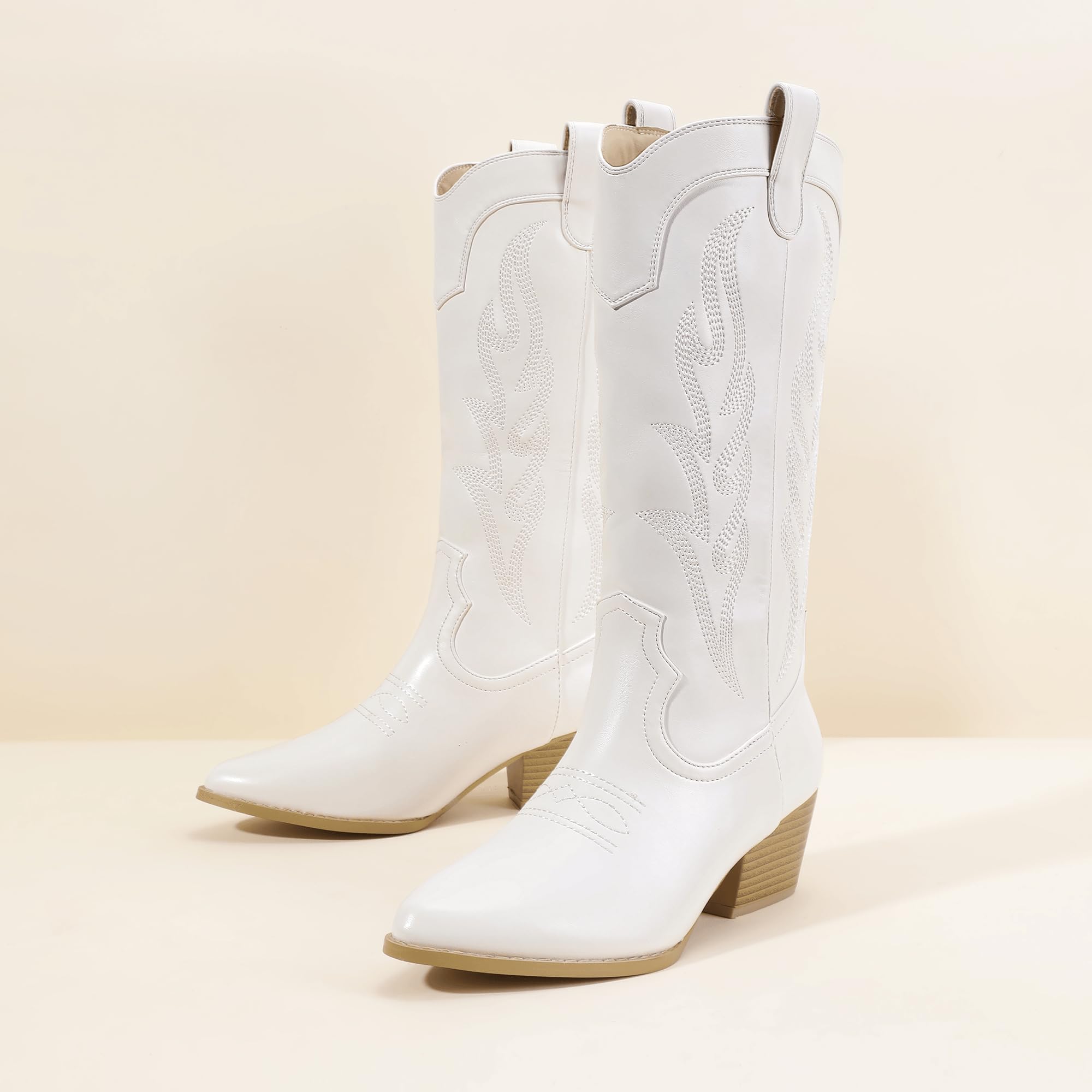 Foto 5 pulgar | Botas Cowgirl Idifu White Cowboy A Media Pantorrilla Para Mujer - Venta Internacional.