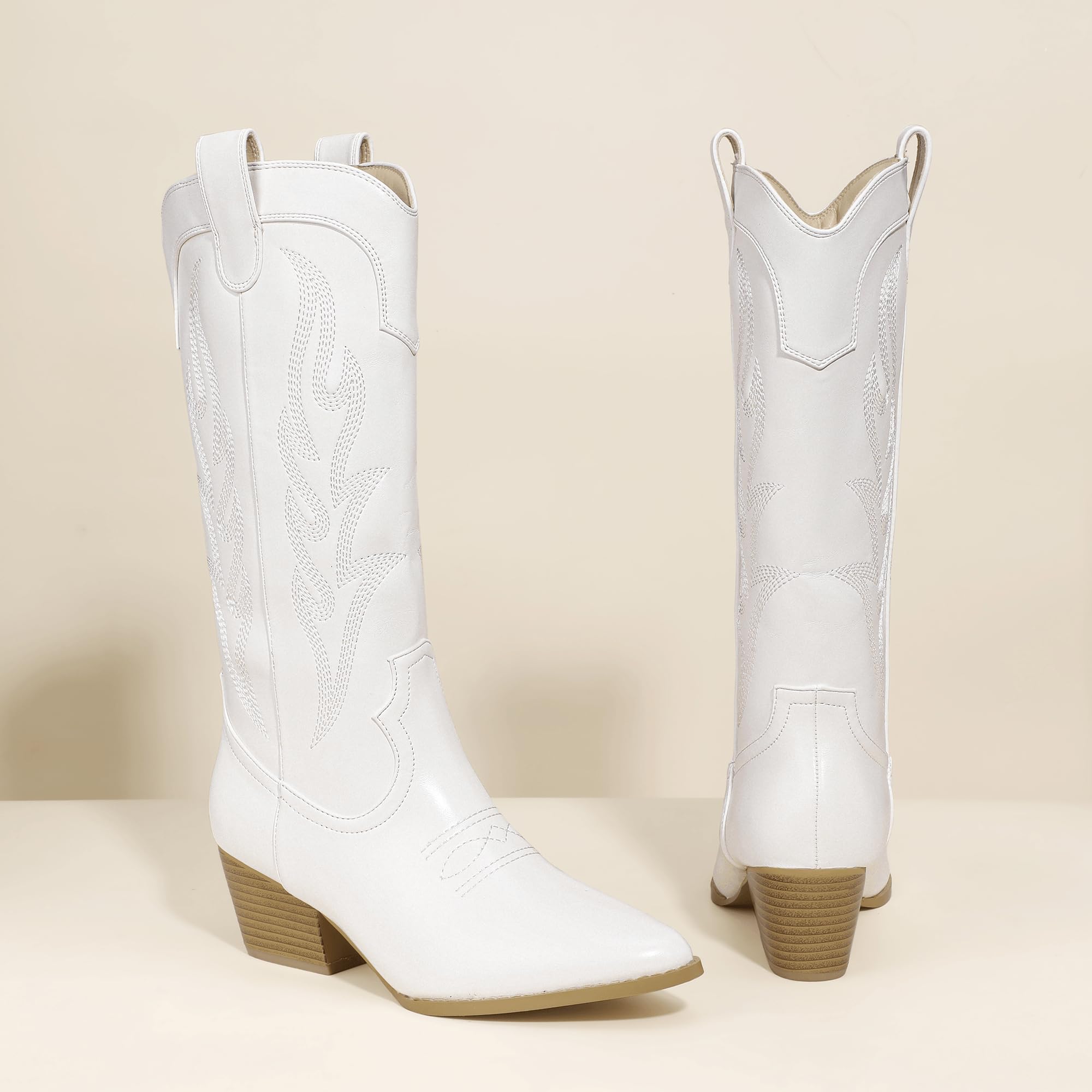 Foto 6 pulgar | Botas Cowgirl Idifu White Cowboy A Media Pantorrilla Para Mujer - Venta Internacional.
