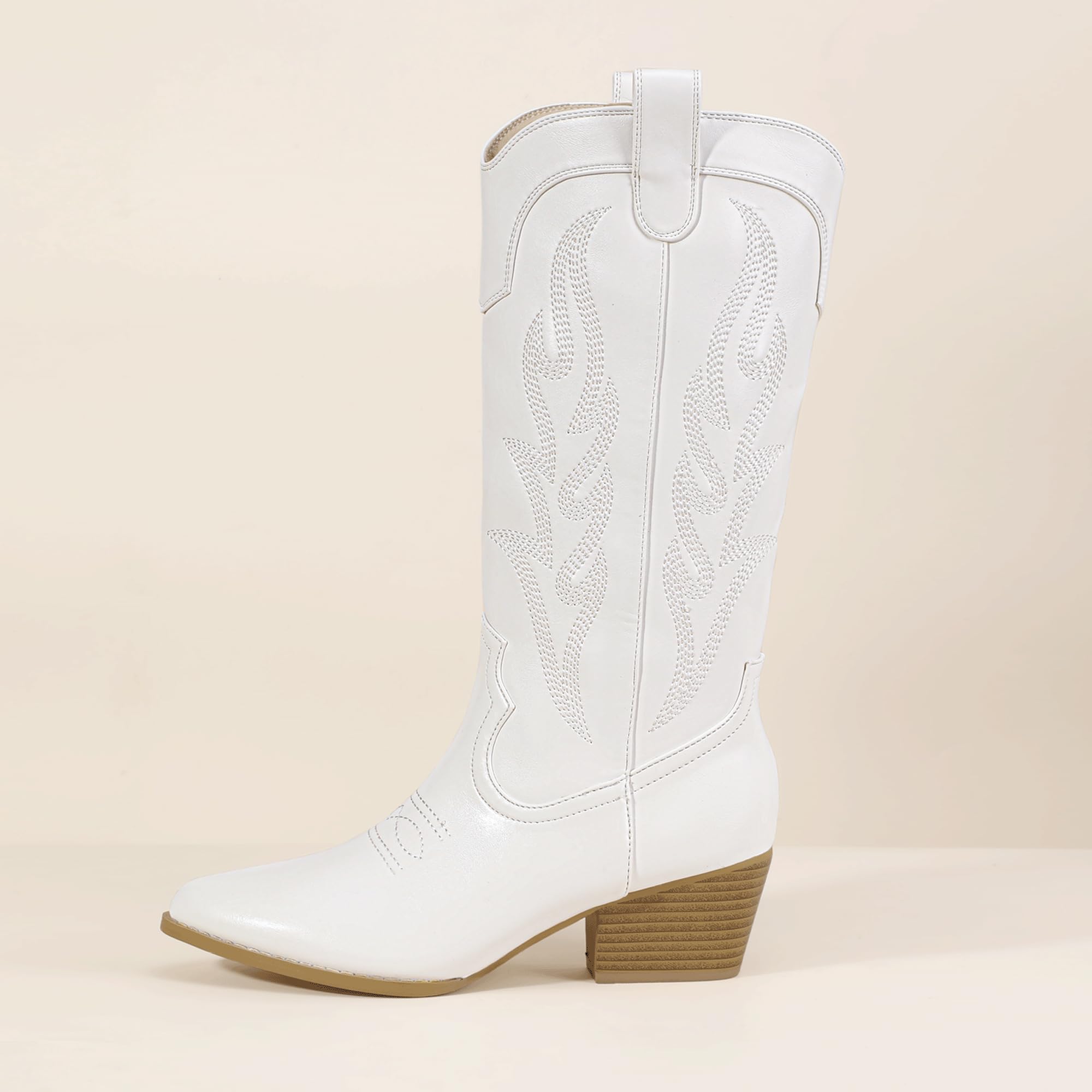 Foto 7 pulgar | Botas Cowgirl Idifu White Cowboy A Media Pantorrilla Para Mujer - Venta Internacional.