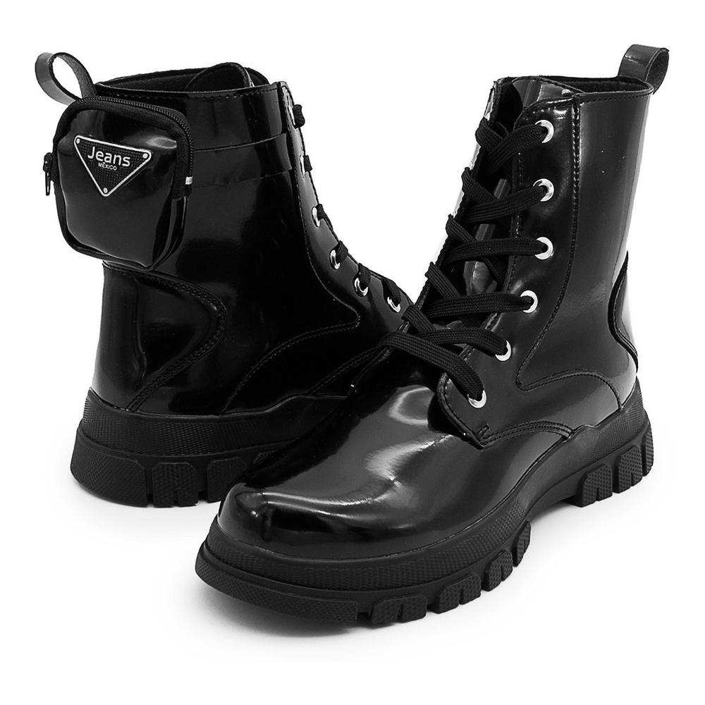 Foto 1 | Botin Niña Bolsita Charol Negro Tendencia Comodas 18-21 Negro