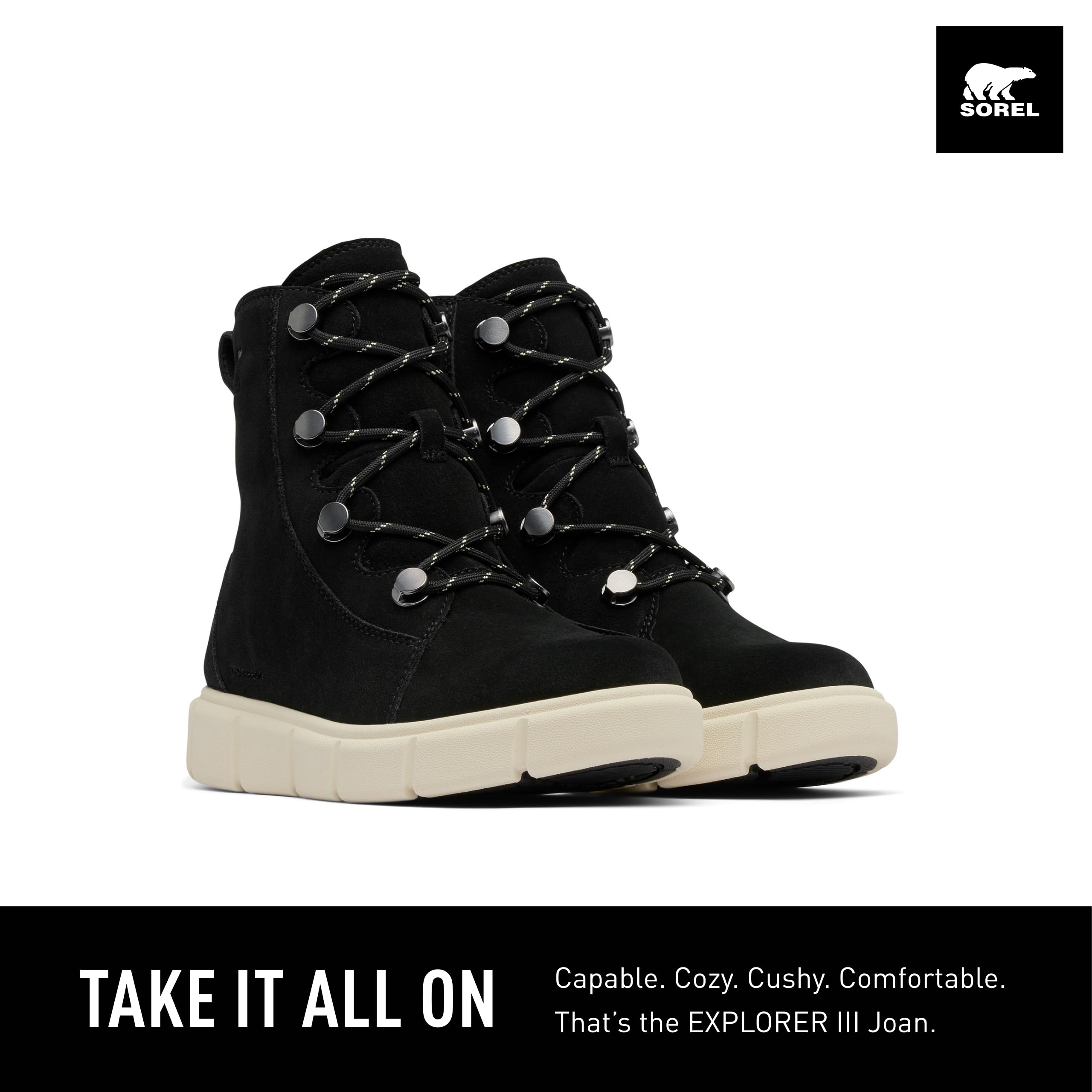 Foto 3 pulgar | Botas Sorel Explorer Lll Joan Impermeables Para Mujer, Color Negro Y Tiza - Venta Internacional.