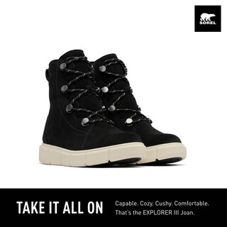 Foto 2 | Botas Sorel Explorer Lll Joan Impermeables Para Mujer, Color Negro Y Tiza - Venta Internacional.