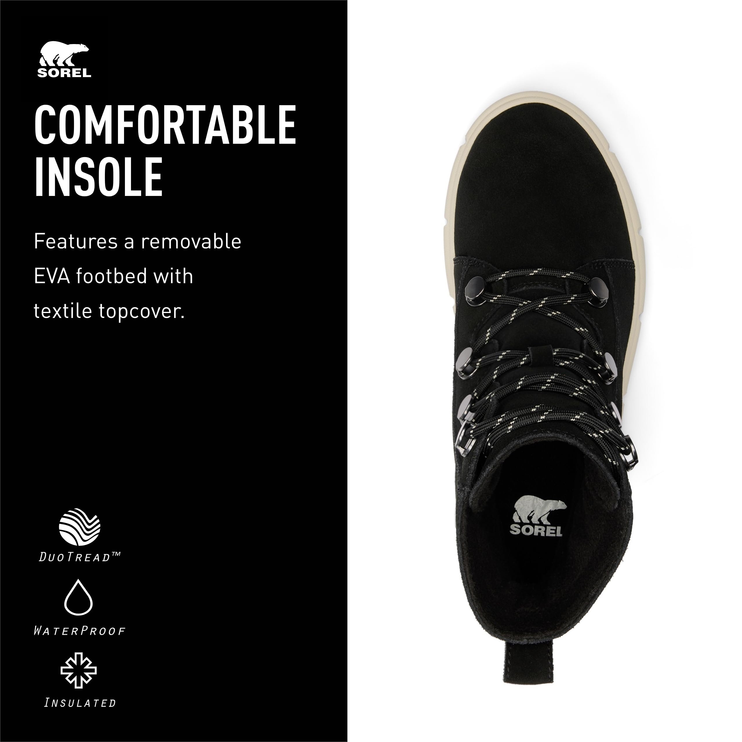 Foto 5 pulgar | Botas Sorel Explorer Lll Joan Impermeables Para Mujer, Color Negro Y Tiza - Venta Internacional.