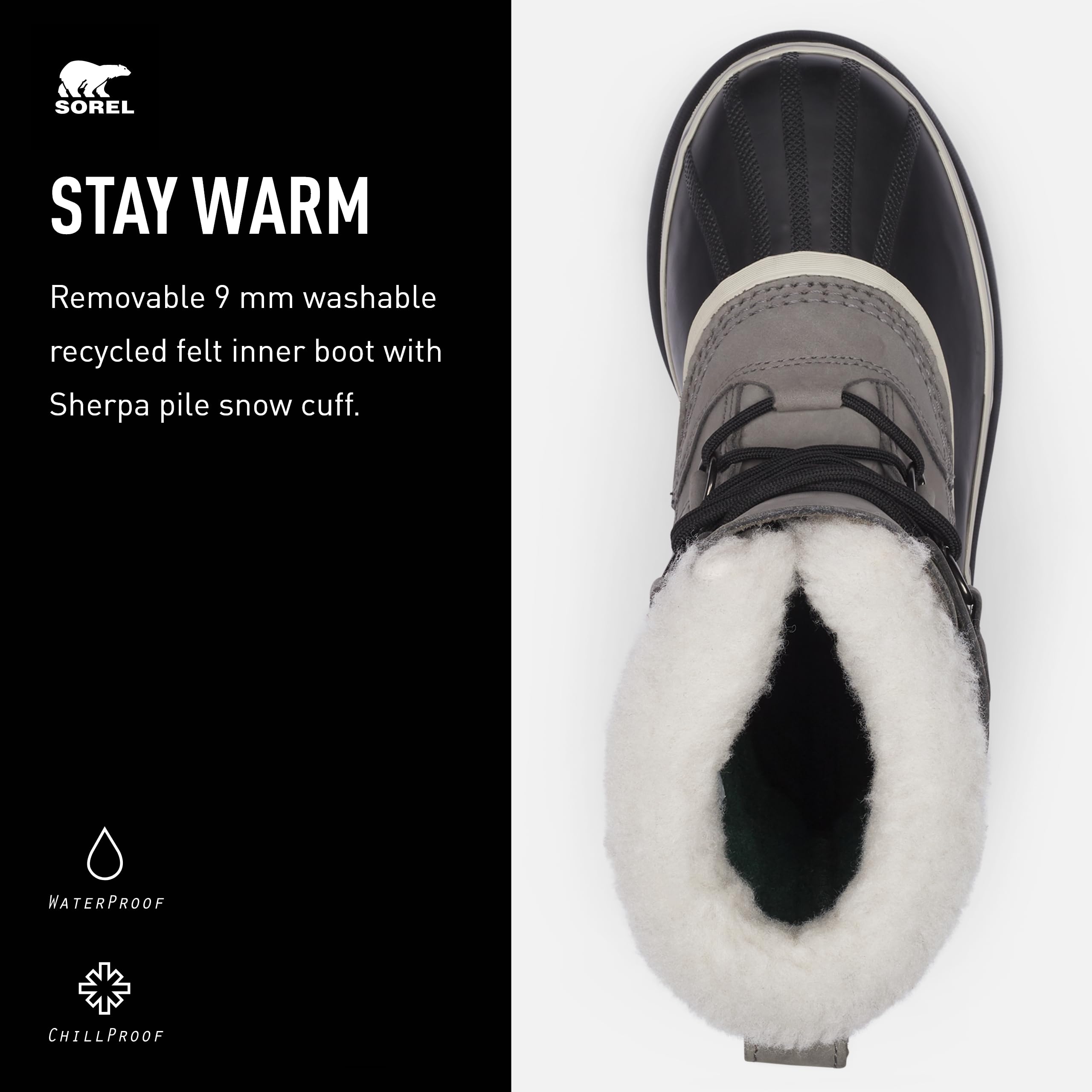 Foto 5 pulgar | Bota Sorel Caribou Waterproof Para Mujer Shale/stone - 9 - Venta Internacional.