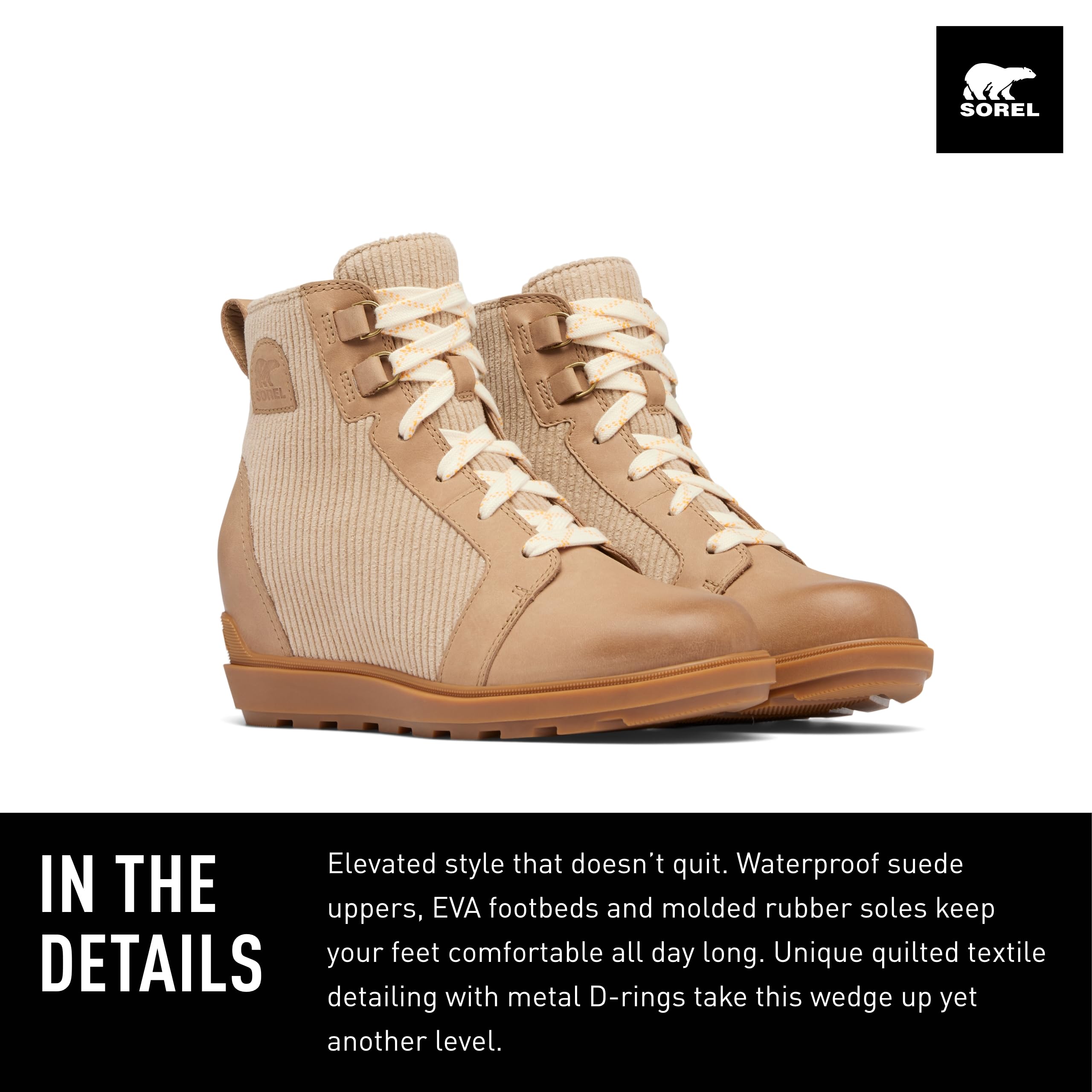 Foto 2 | Botas De Invierno Sorel Evie Ii Nw Lace Para Mujer, Color Canela Polvoriento, Talla 8 - Venta Internacional.